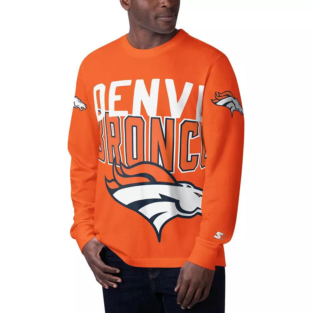 Men's Starter Orange Denver Broncos Clutch Hit Long Sleeve T-Shirt, Size: Small Product Image