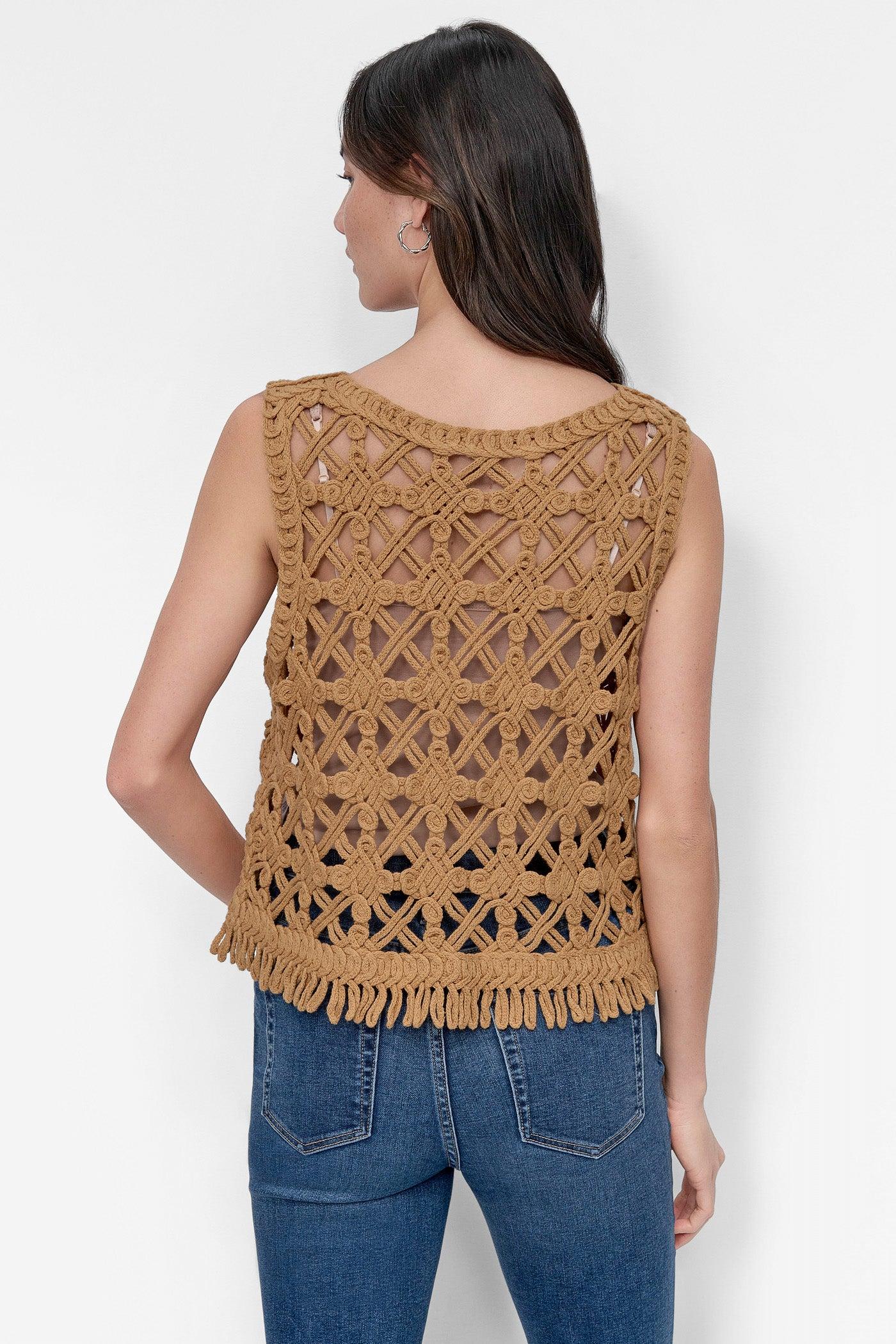 CROPPED FRINGE CROCHET TANK Product Image