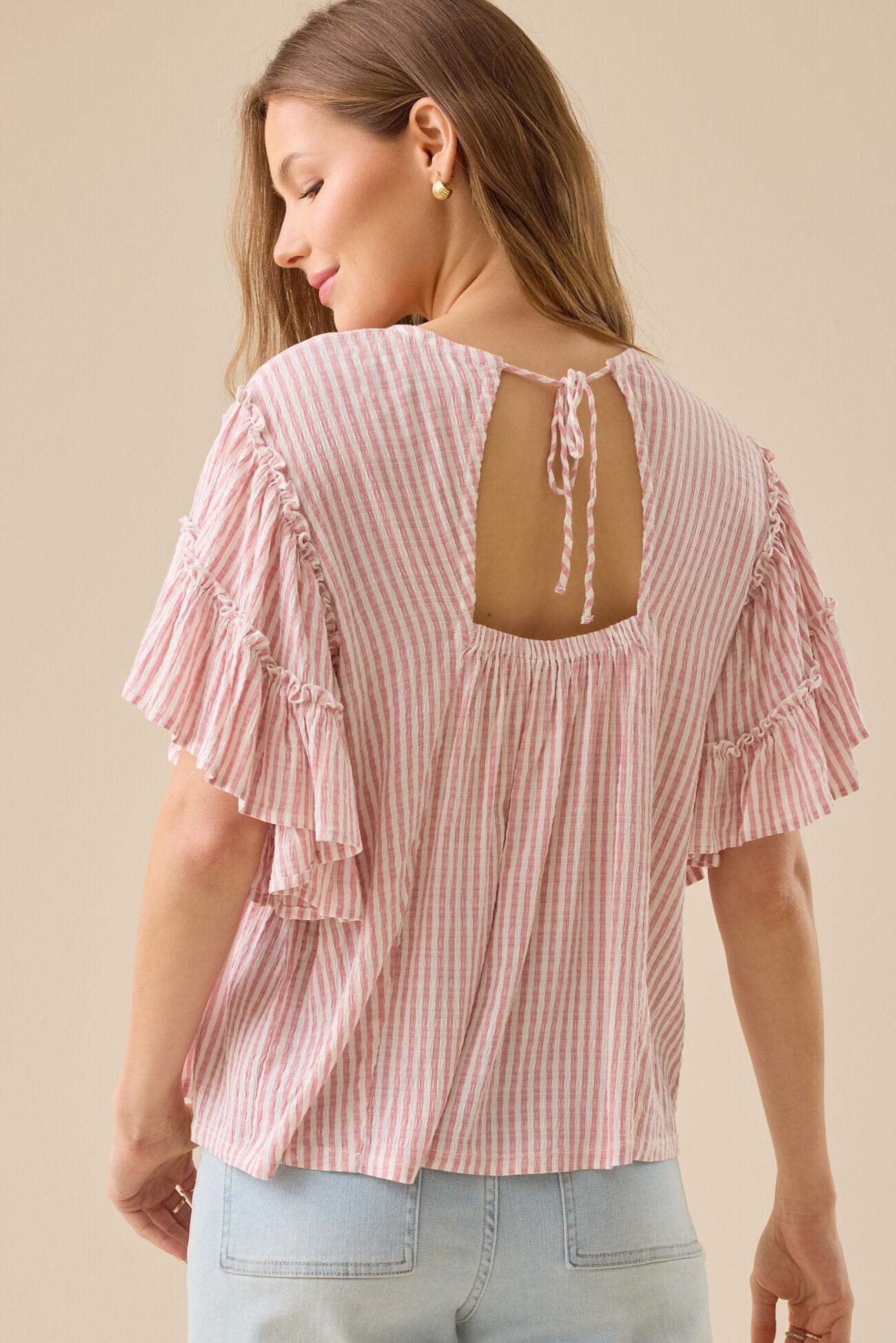 Delilah Striped Flutter Sleeve Top Product Image