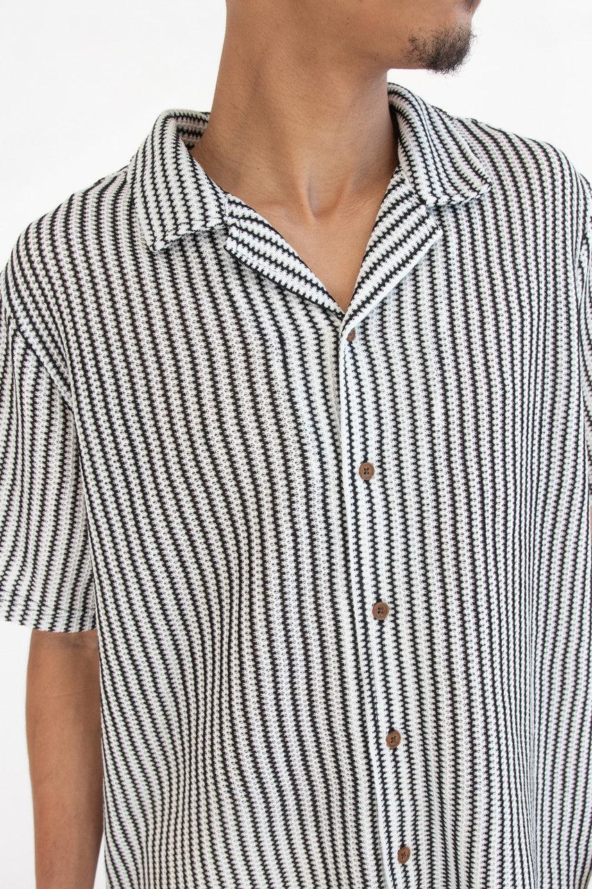 Mini Zigzag Knit Button Up Shirt Product Image