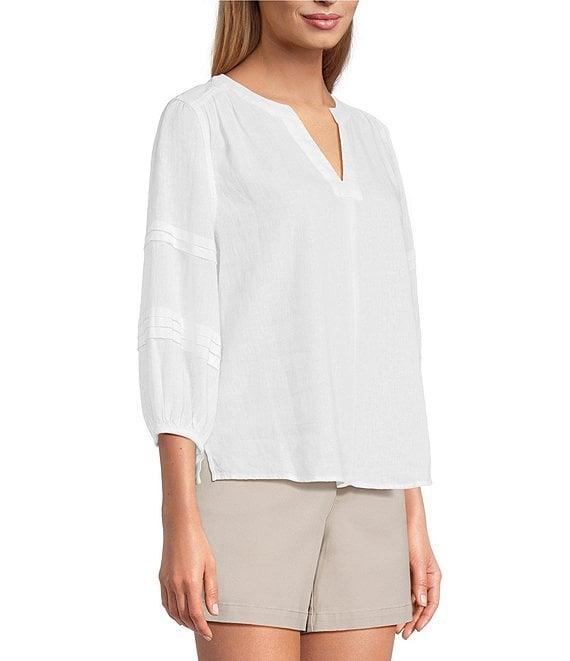 Westbound Petite Size Solid 3/4 Sleeve V-Neck Top Product Image