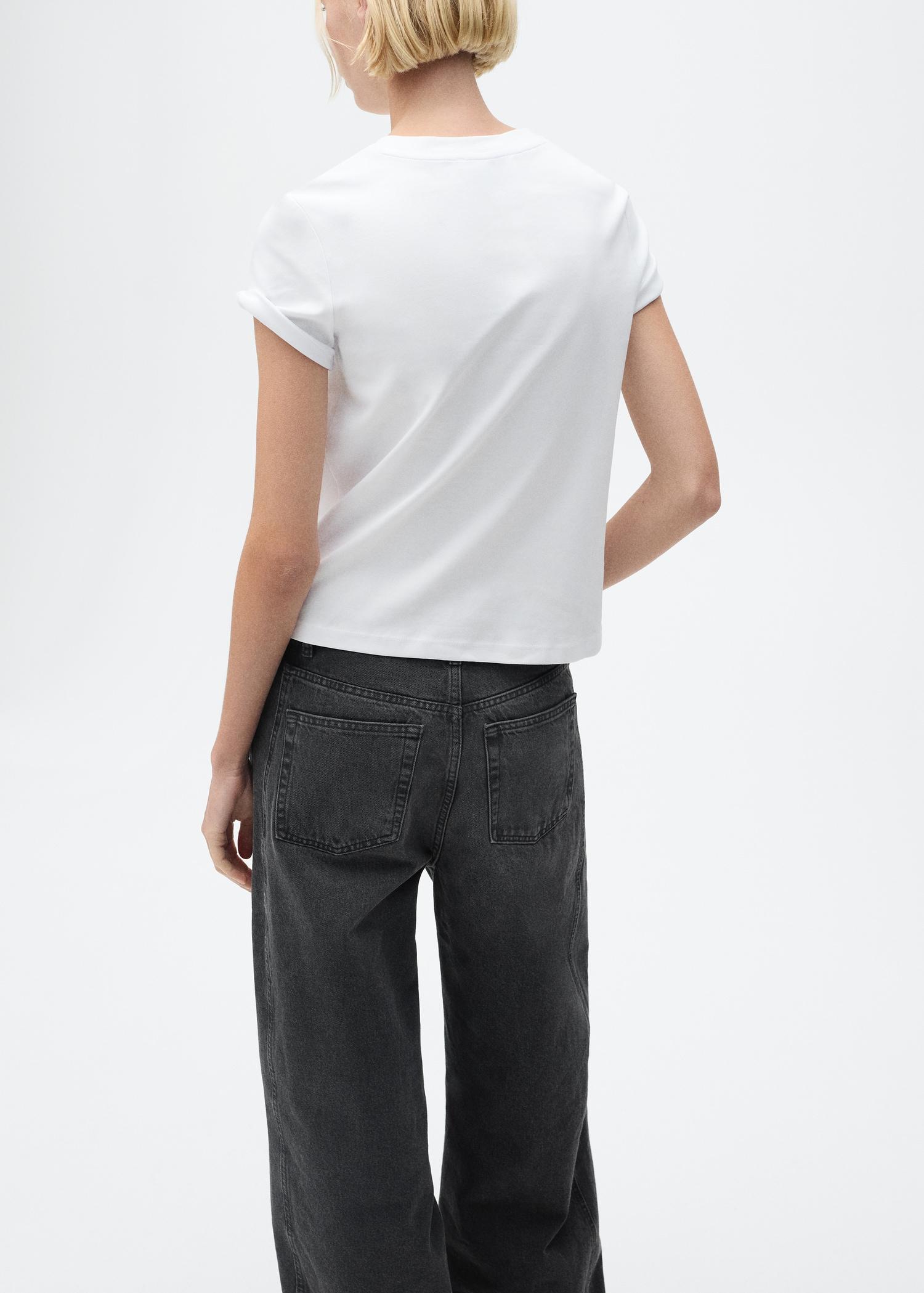 Short-sleeved cotton t-shirt - Women | MANGO USA Product Image