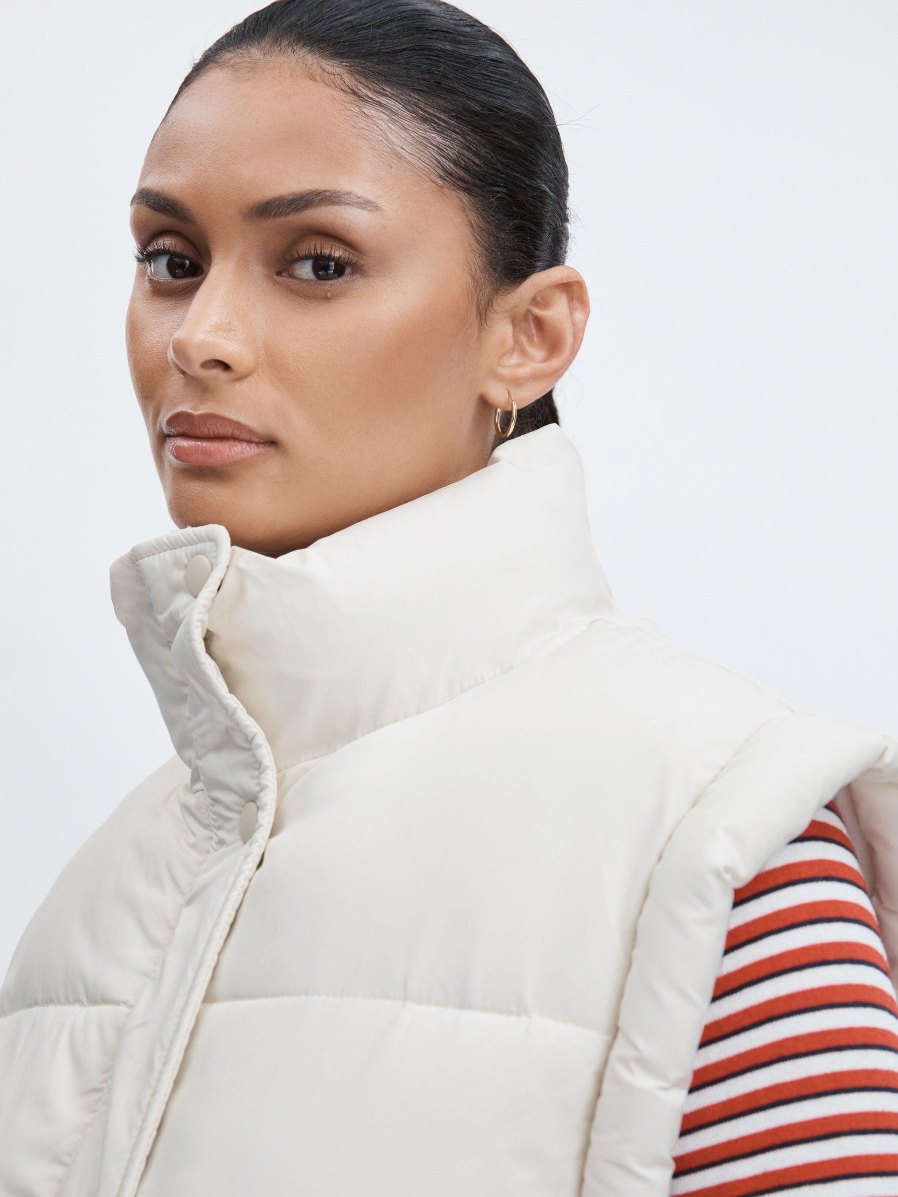 The Upside Contrast-Panel Puffer Gilet in Off White/Multi Product Image