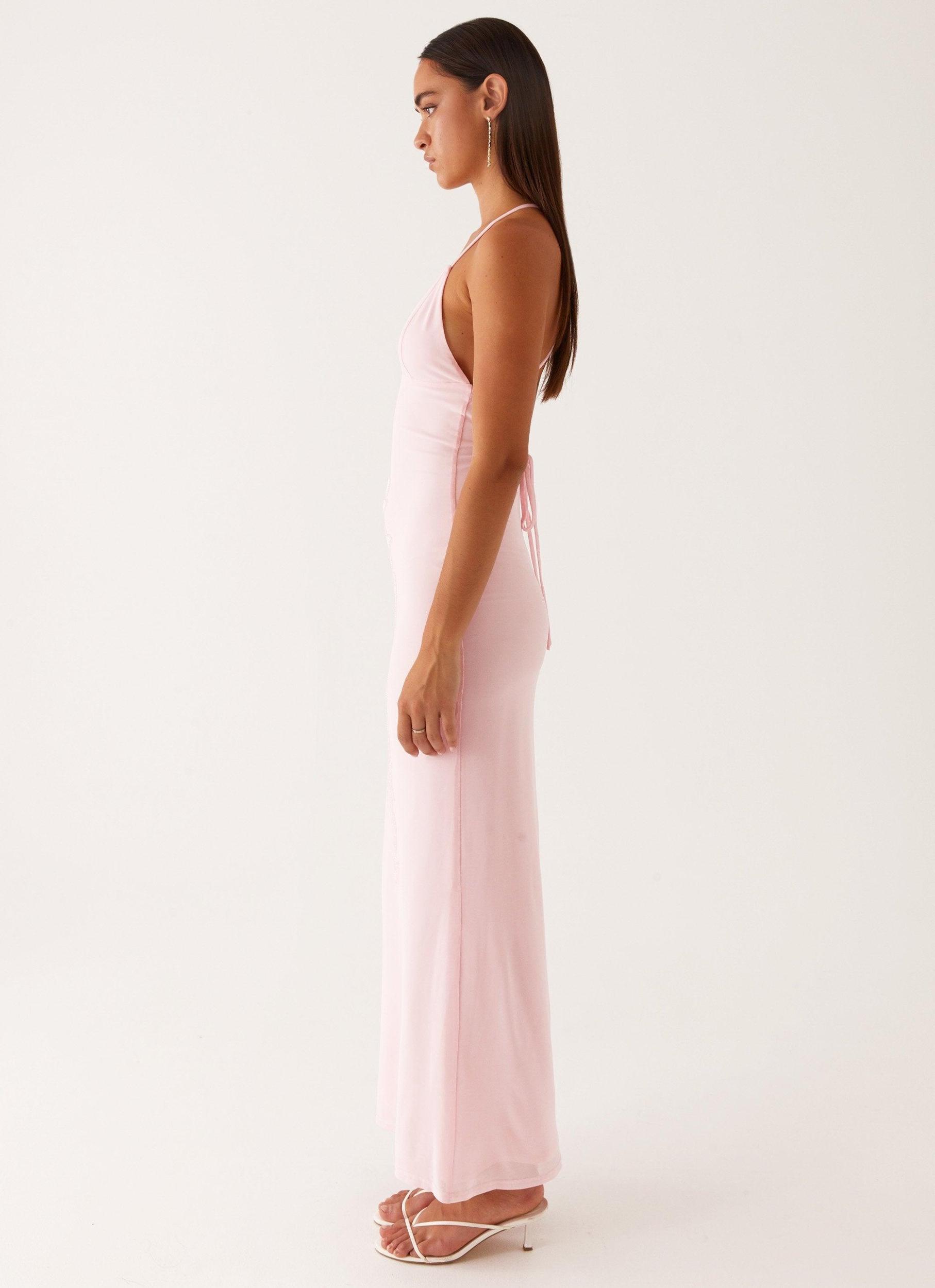 Beki Beaded Mesh Maxi Dress - Pink Product Image