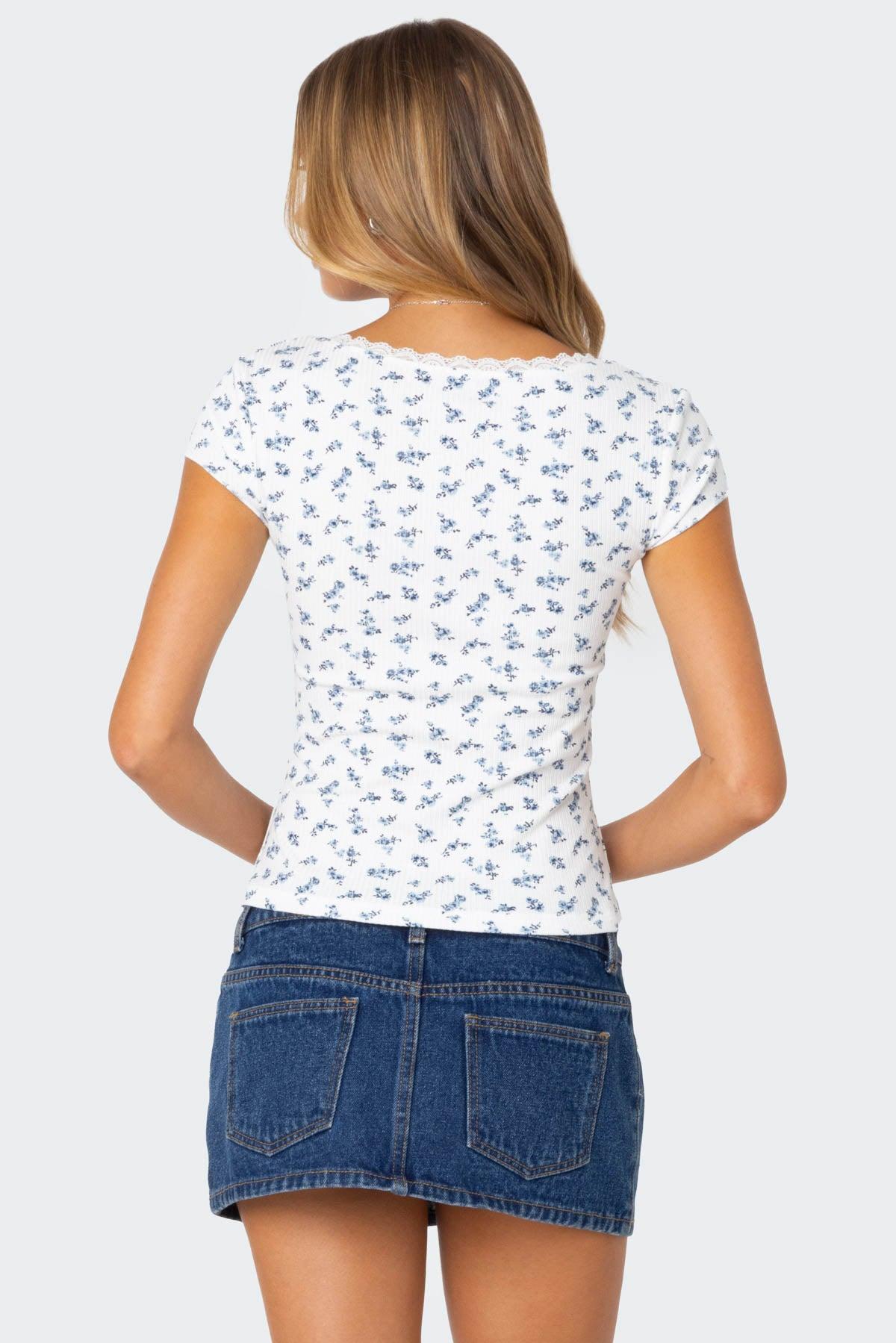 Orly Floral Ribbed Top Product Image