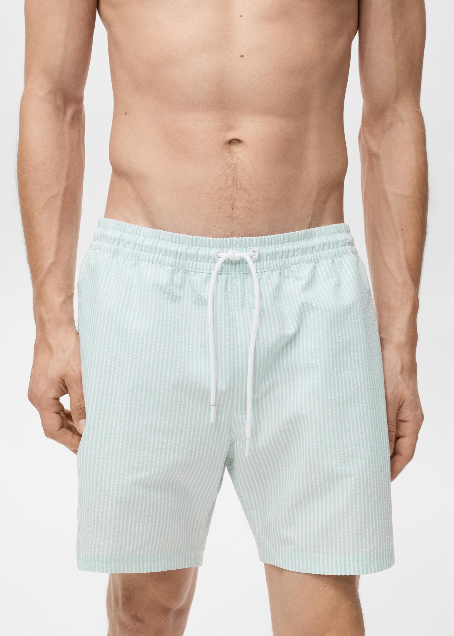 Seersucker swimming trunks - Men | MANGO USA Product Image