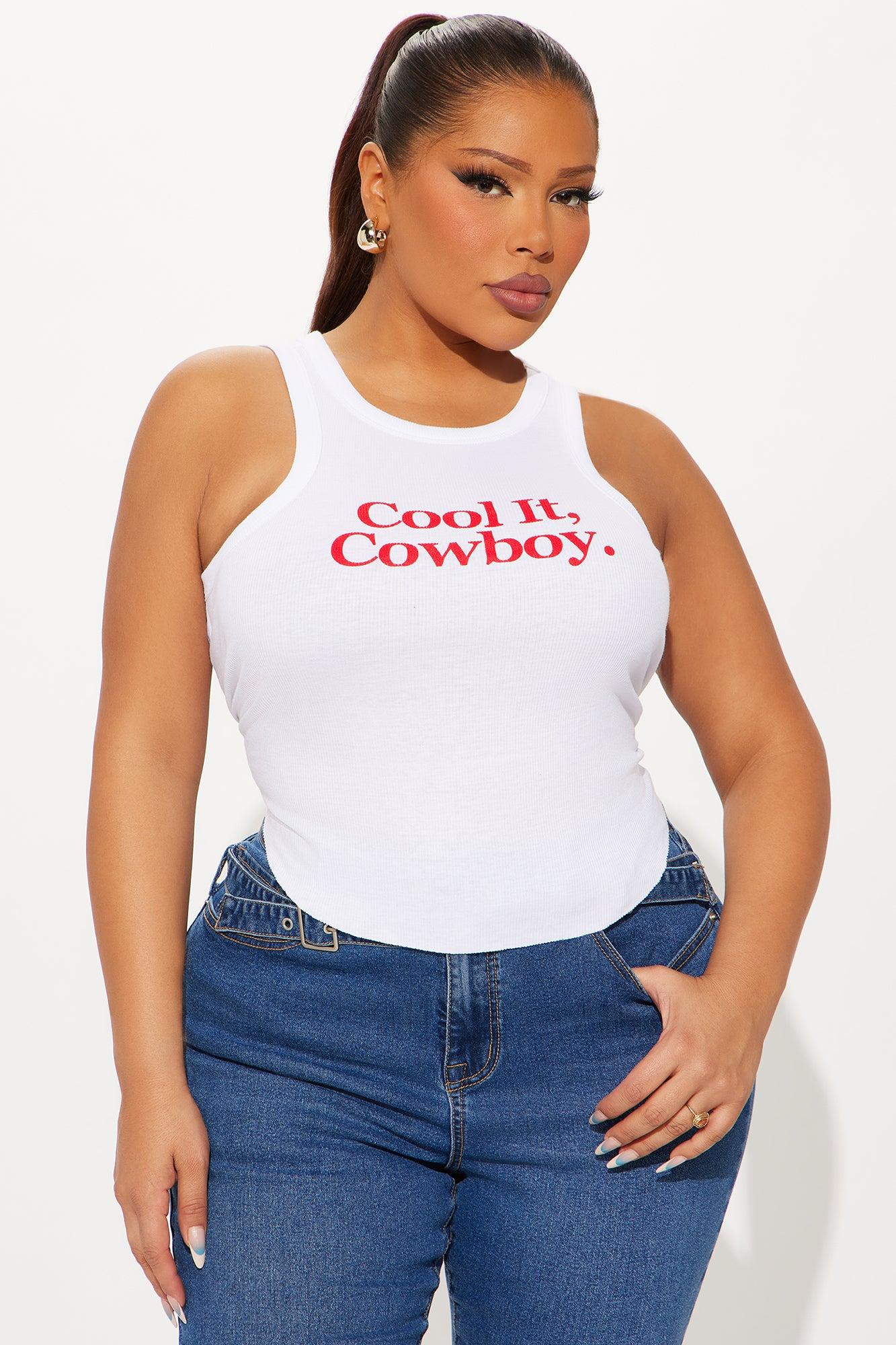 Cool It Cowboy Tank Top - White Product Image