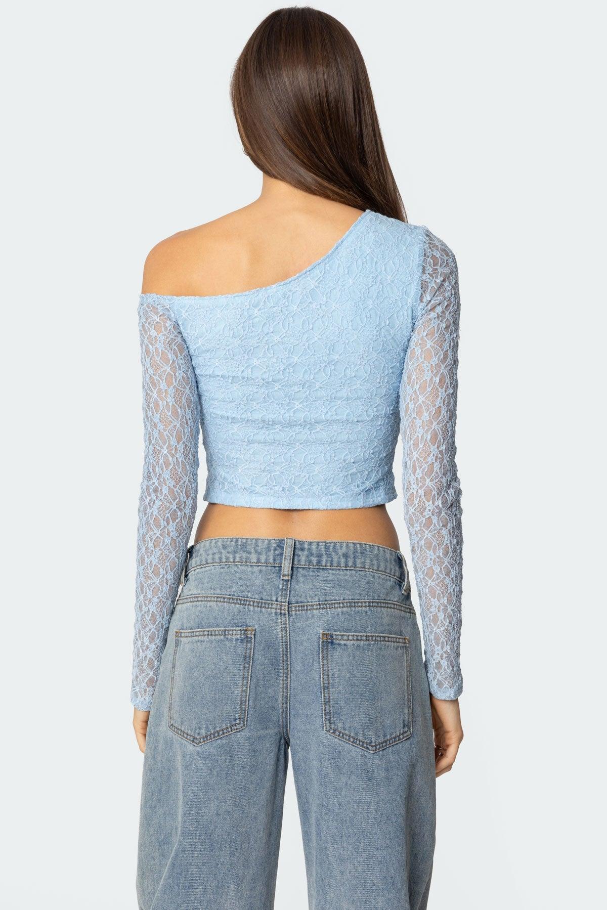 Fabia Asymmetric Textured Lace Top Product Image