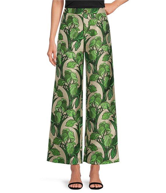 Buru Le Culotte Printed Brocade High Rise Cropped Wide Leg Pants Product Image