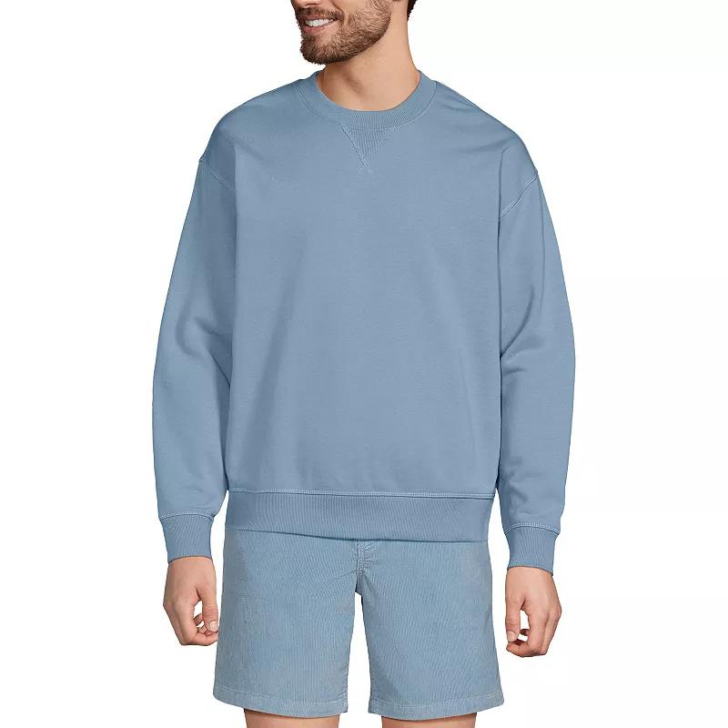 Men's Lands' End Long Sleeve Vintage Wash Crewneck Sweatshirt, Size: XXL, Light Grey Product Image
