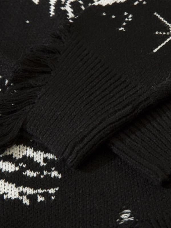 Swirl Print Ripped Design Sweater Product Image