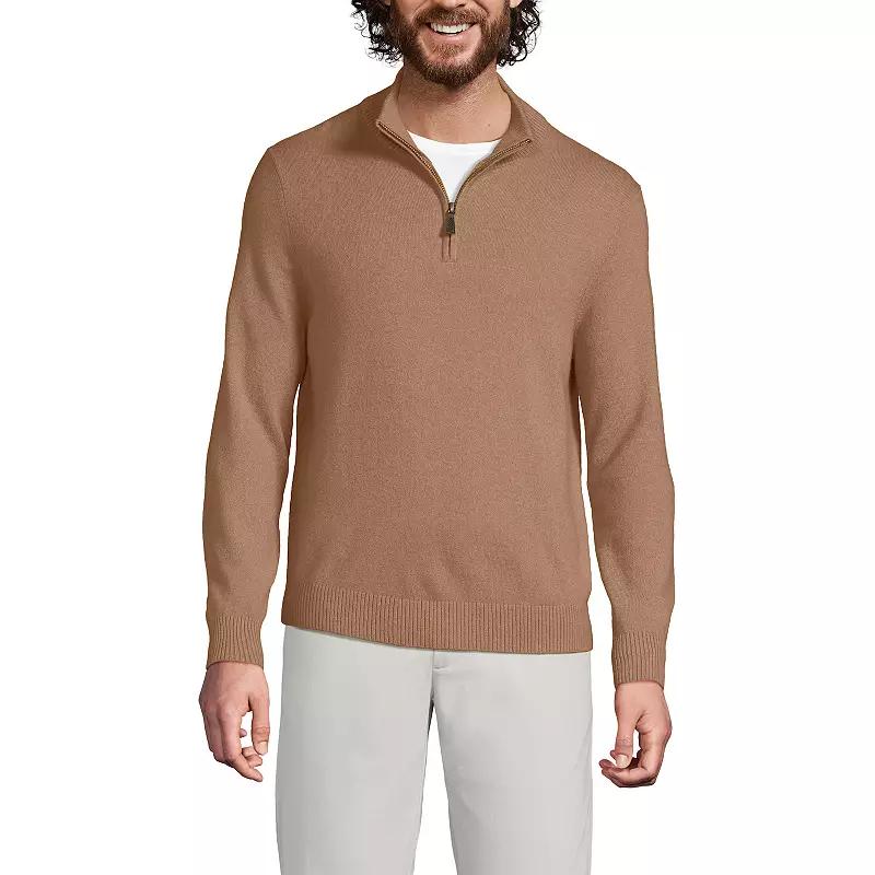 Men's Lands' End Cashmere Quarter-Zip Sweater,  Product Image
