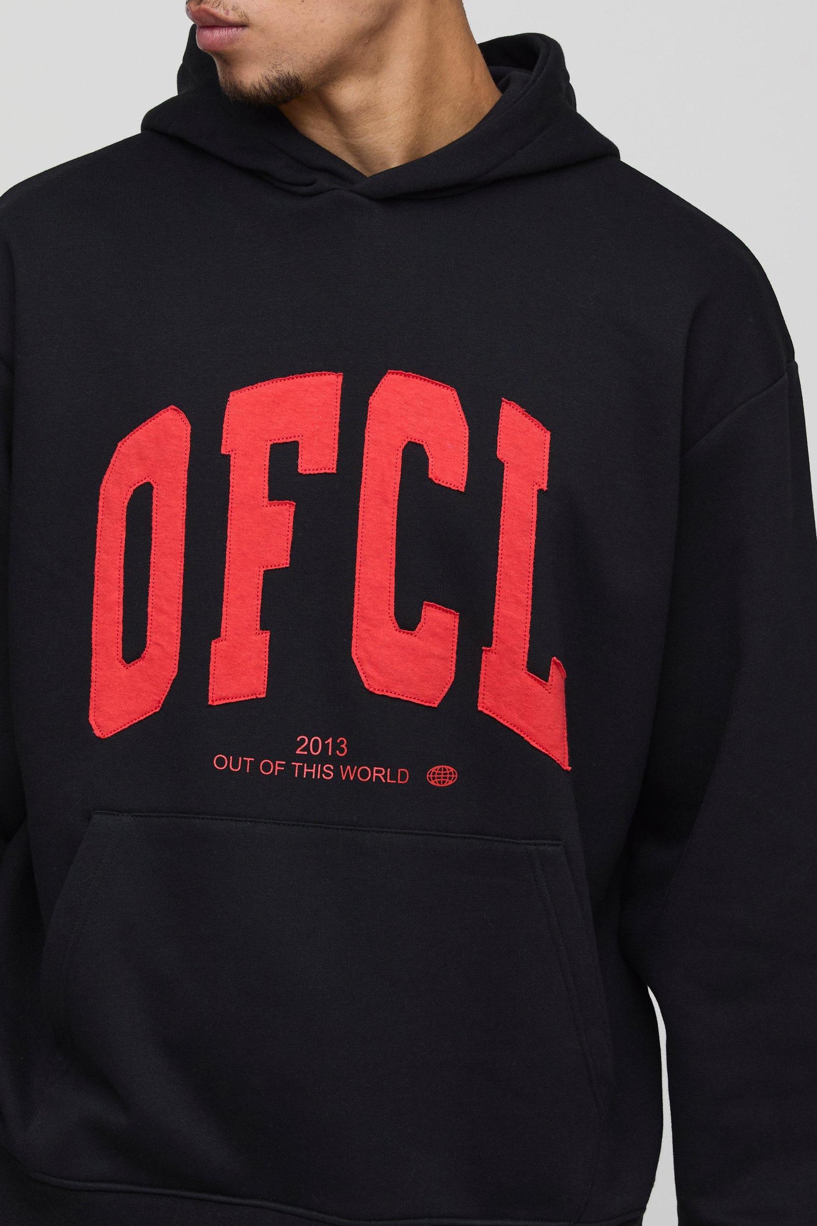 Oversized OFCL Applique Hoodie | boohooMAN USA Product Image