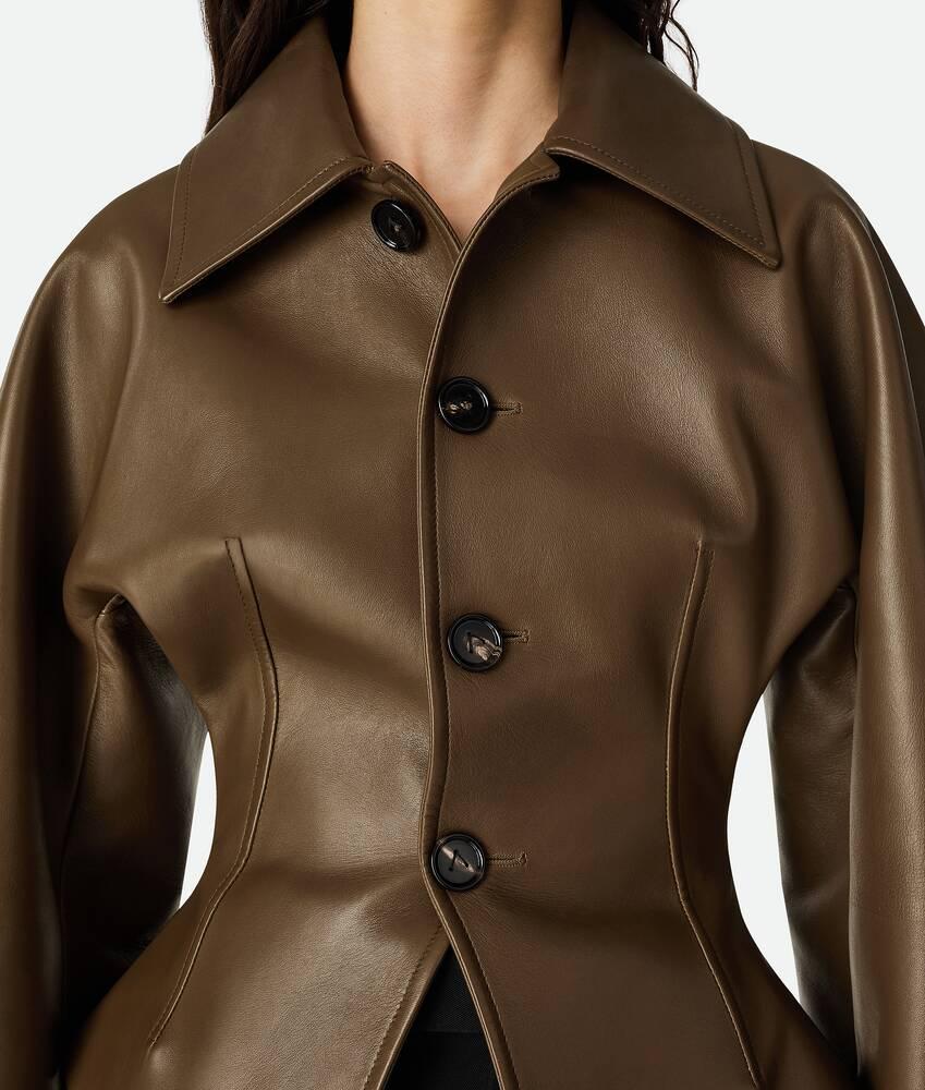 Women's Leather Jacket in Dark moss Product Image