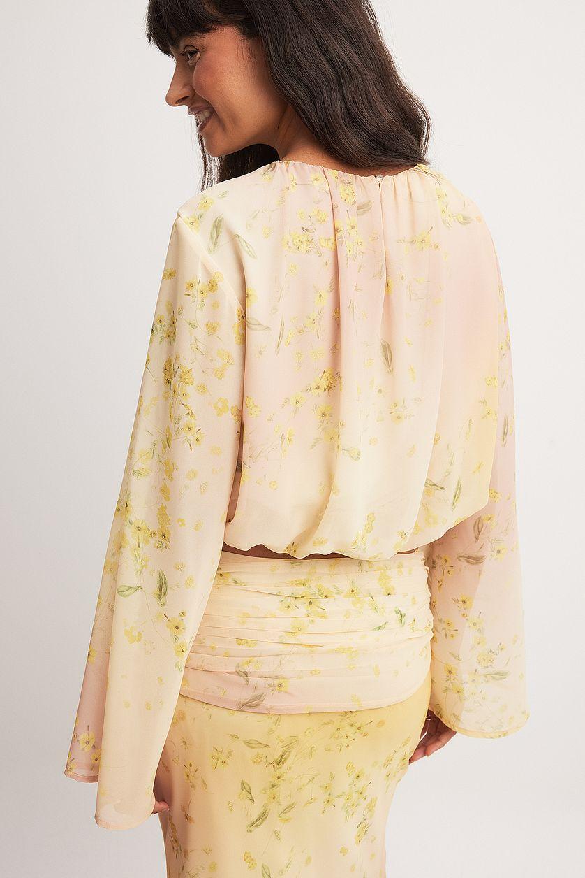 Draped Flowy Long Sleeve Blouse Product Image