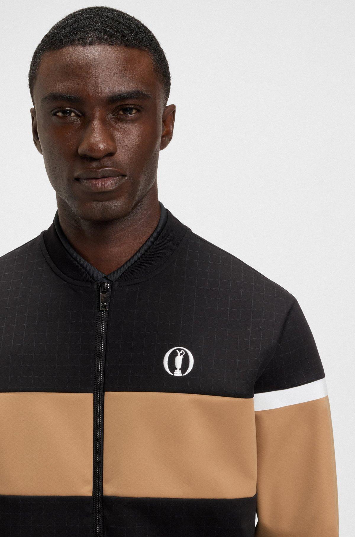 BOSS - The Open jersey jacket with color-blocking - Black Product Image