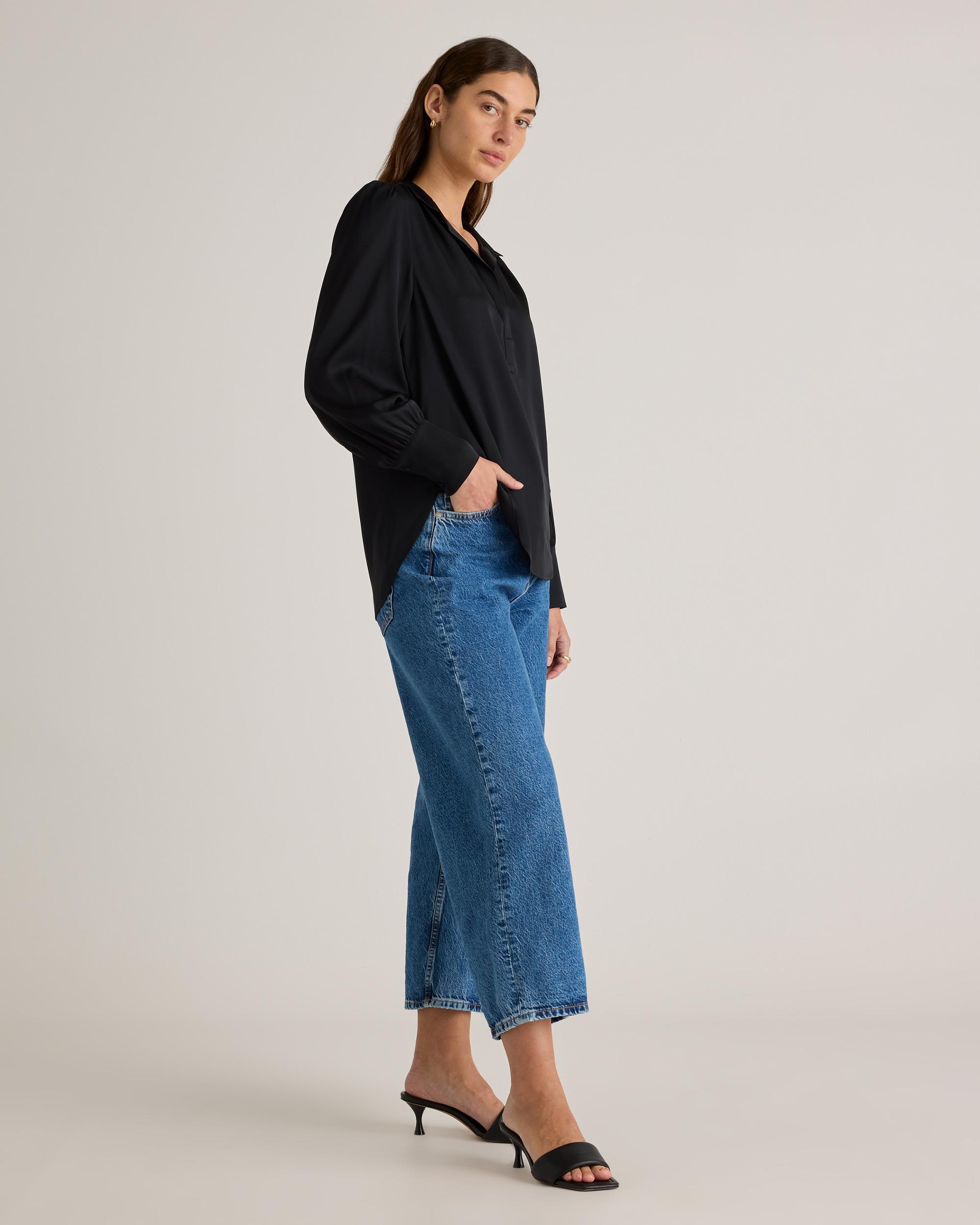 Quince | Women's Washable Stretch Silk Split Neck Blouse Mulberry Silk Product Image