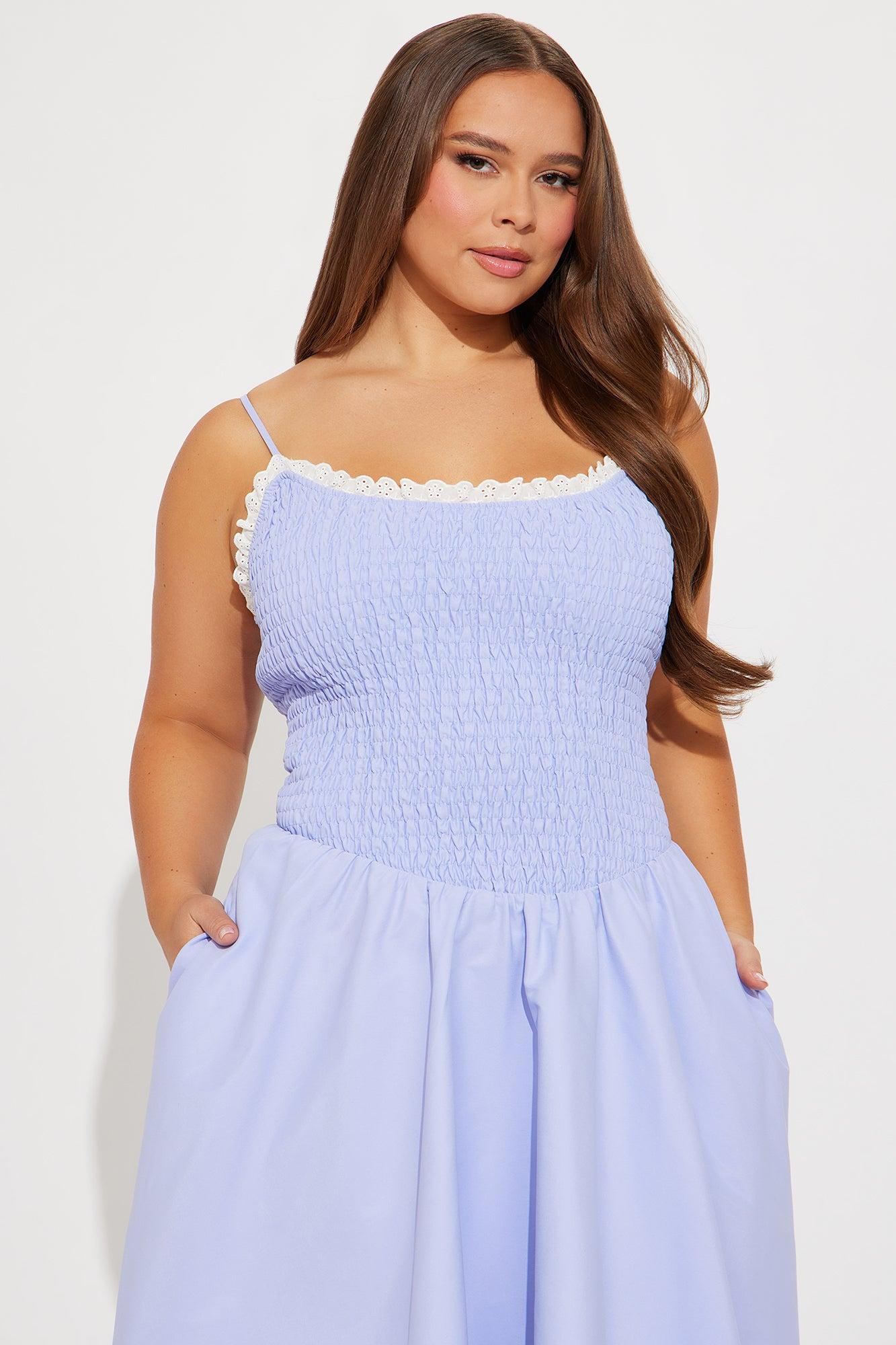 Tia Smocked Midi Dress - Lavender Product Image