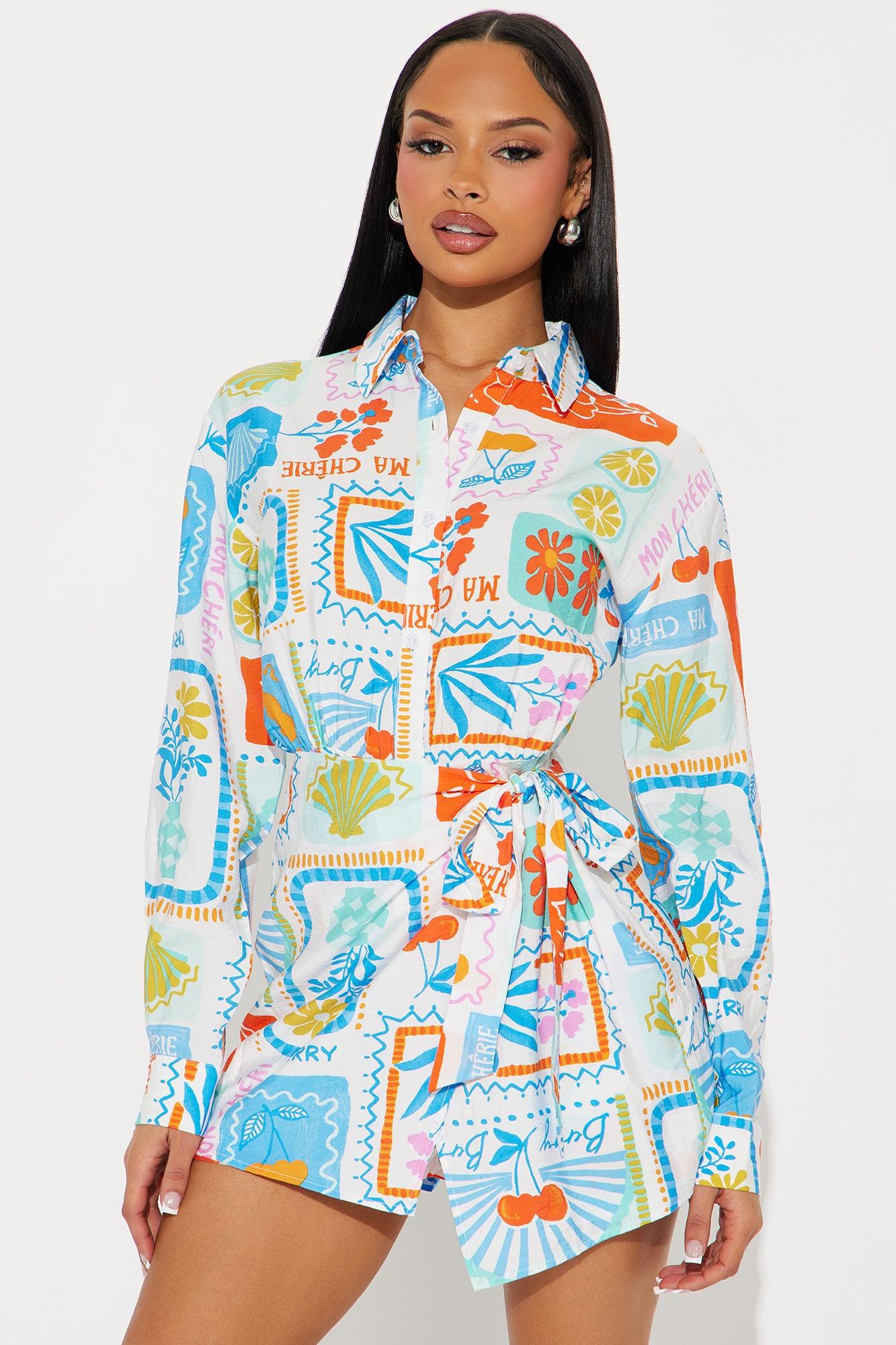 Santorini Skort Romper - White/Blue Product Image