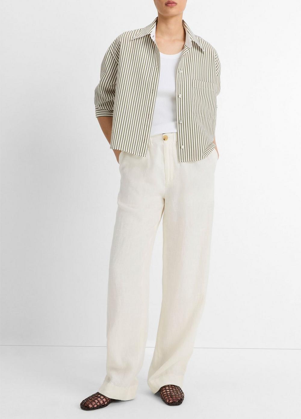 Till Stripe Cropped Button-Front Shirt Product Image