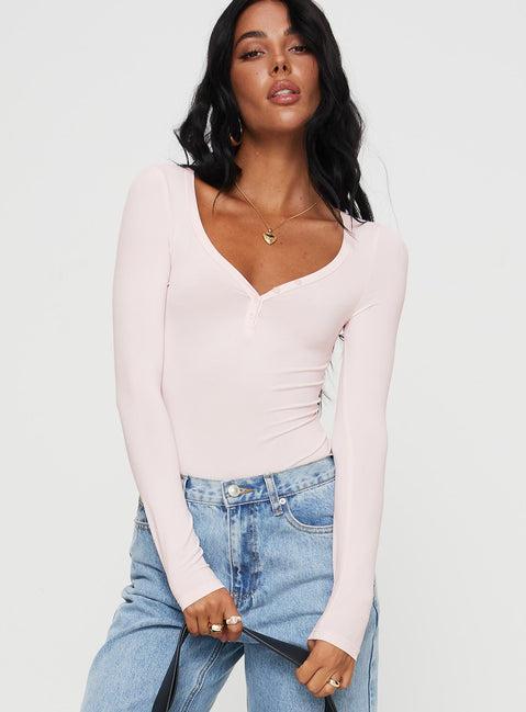 Delgado Long Sleeve Bodysuit Pink Product Image