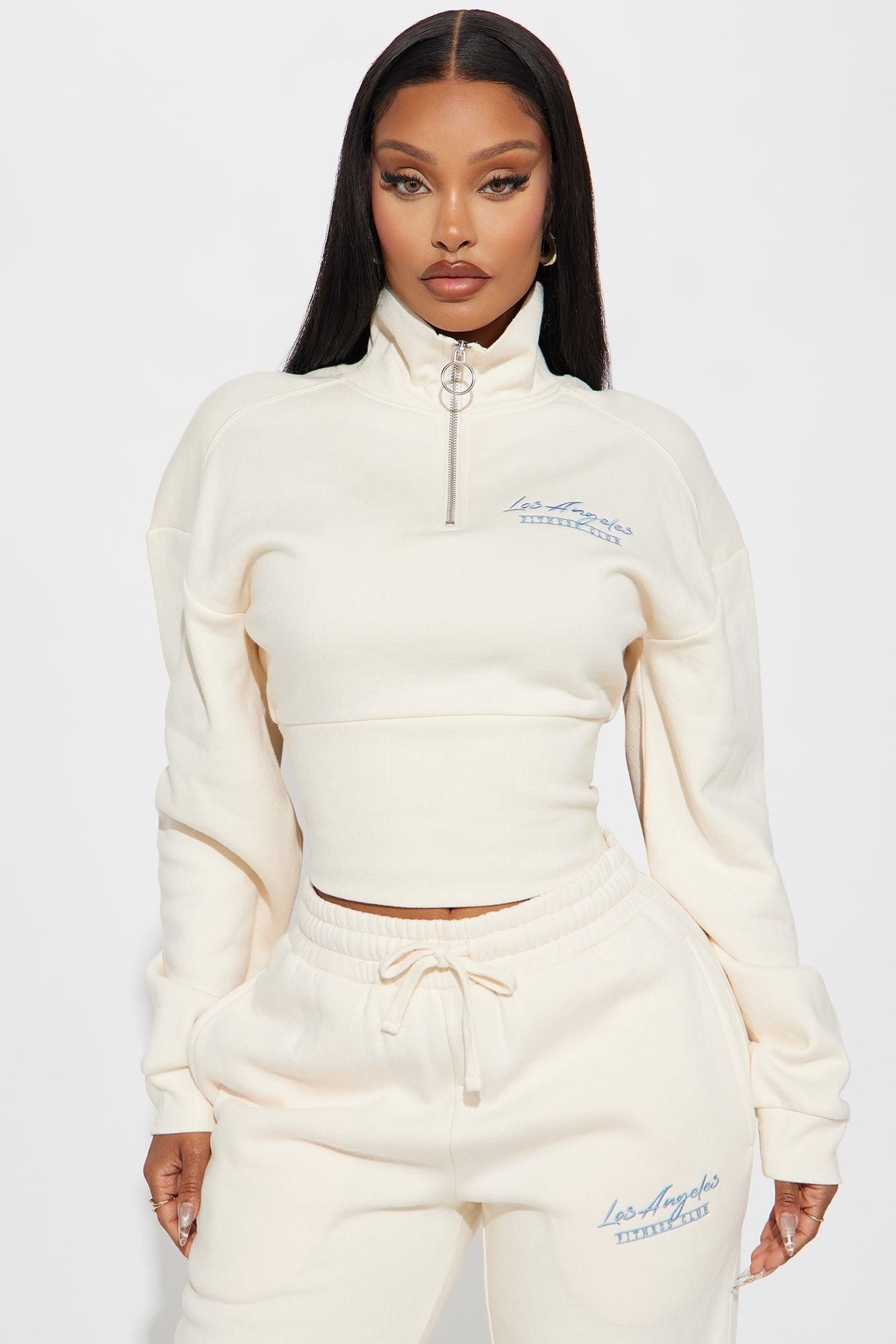 West Coast Quarter Zip Sweatshirt - Ivory Product Image