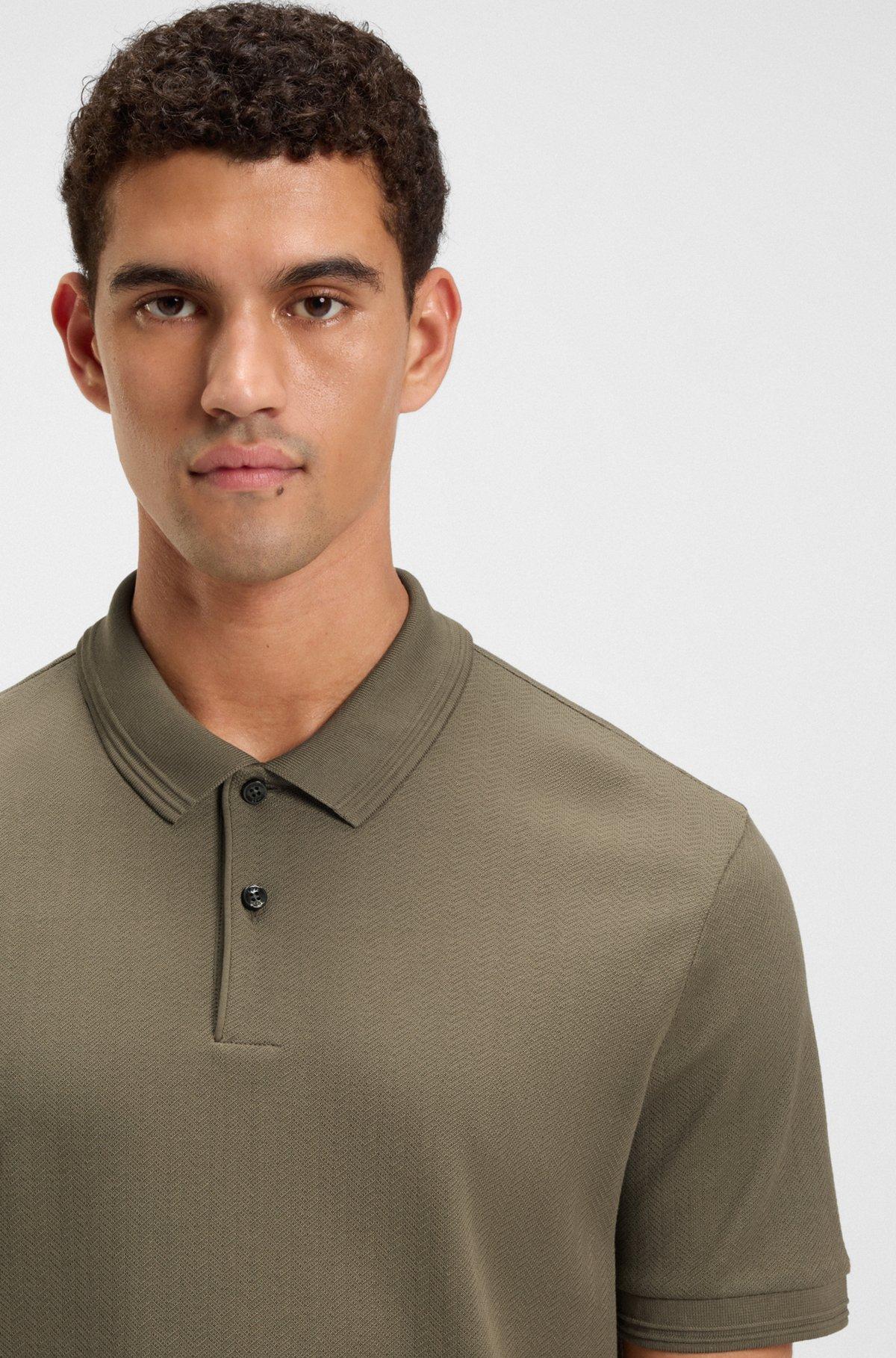 Cotton polo shirt with herringbone structure Product Image