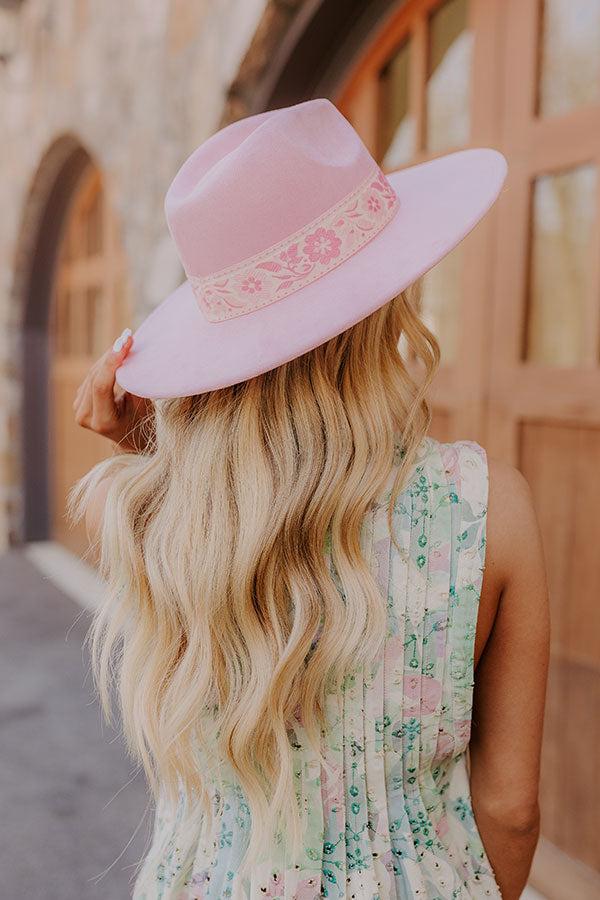 Posh Moment Faux Suede Fedora in Pink Product Image
