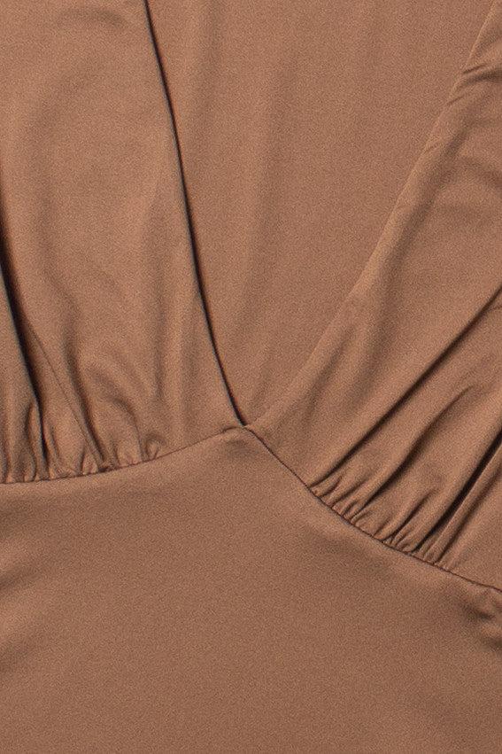 Brown Plunge V Neck Tee Product Image