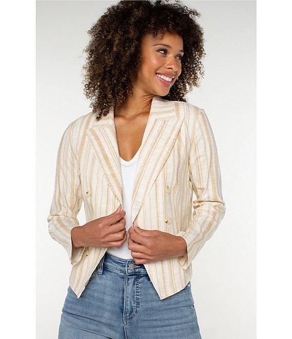 Liverpool Los Angeles Stripe Notch Collar Long Sleeve Open Front Blazer Product Image