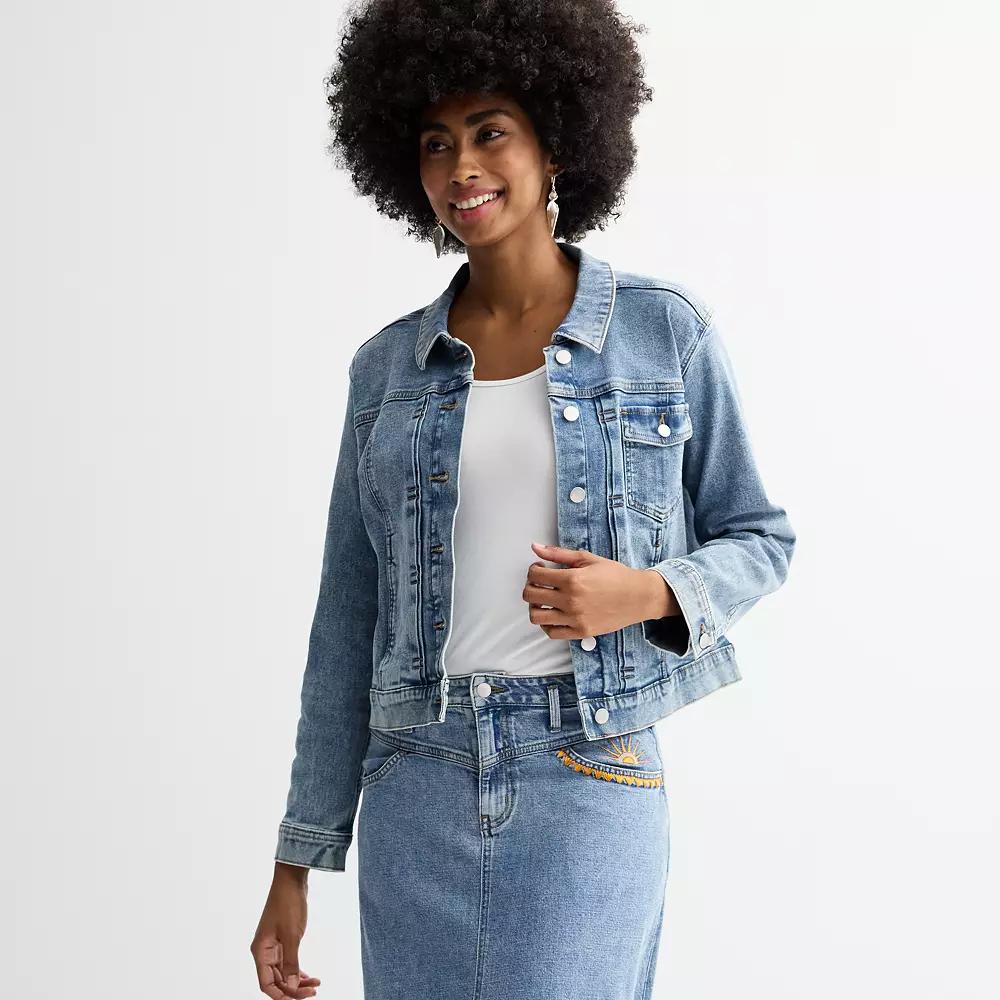 Women's Sonoma Community™ Brooklyn Dolly Denim Jacket, Size: Medium, Medium Blue Product Image