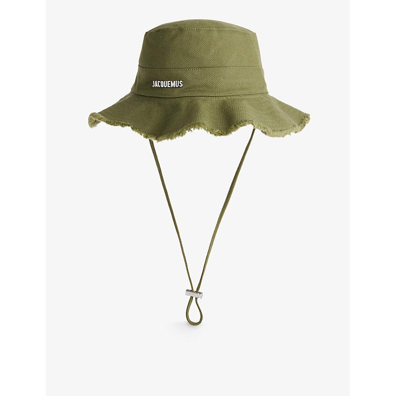 JACQUEMUS Mens Khaki Le Bob Artichaut Logo-plaque Cotton Bucket Hat Product Image