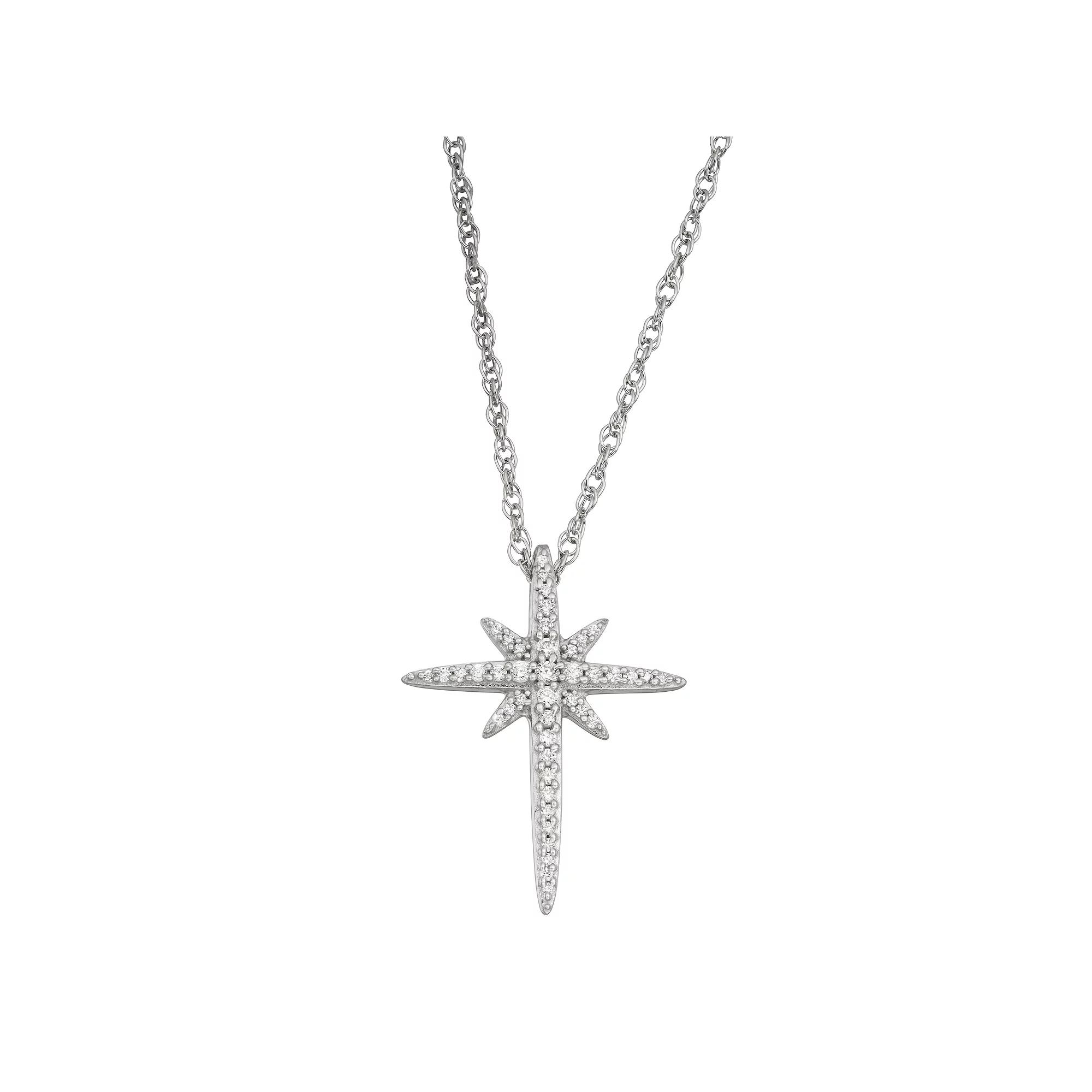 Jewelexcess Sterling Silver 1/5 Carat T.W. Diamond Cross Pendant Necklace, Women's, Size: 18", Silver Tone Product Image