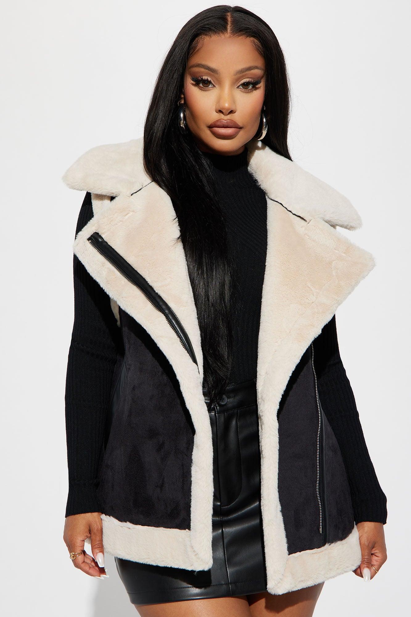 Come My Way Shearling Vest - Black Product Image