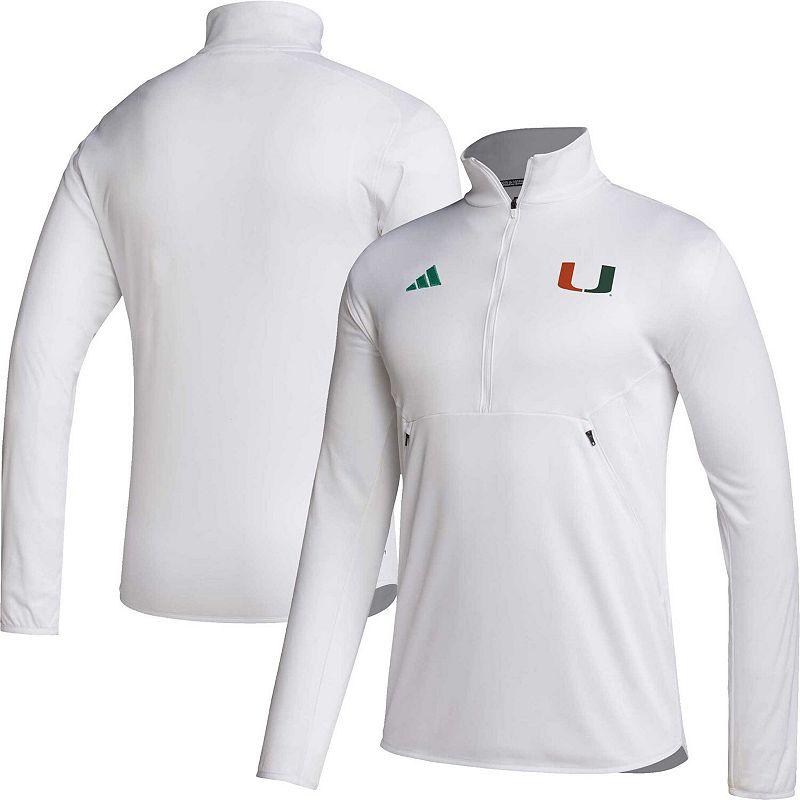 Men's adidas White Miami Hurricanes 2023 Sideline AEROREADY Half-Zip Top, Size: 2XL Product Image
