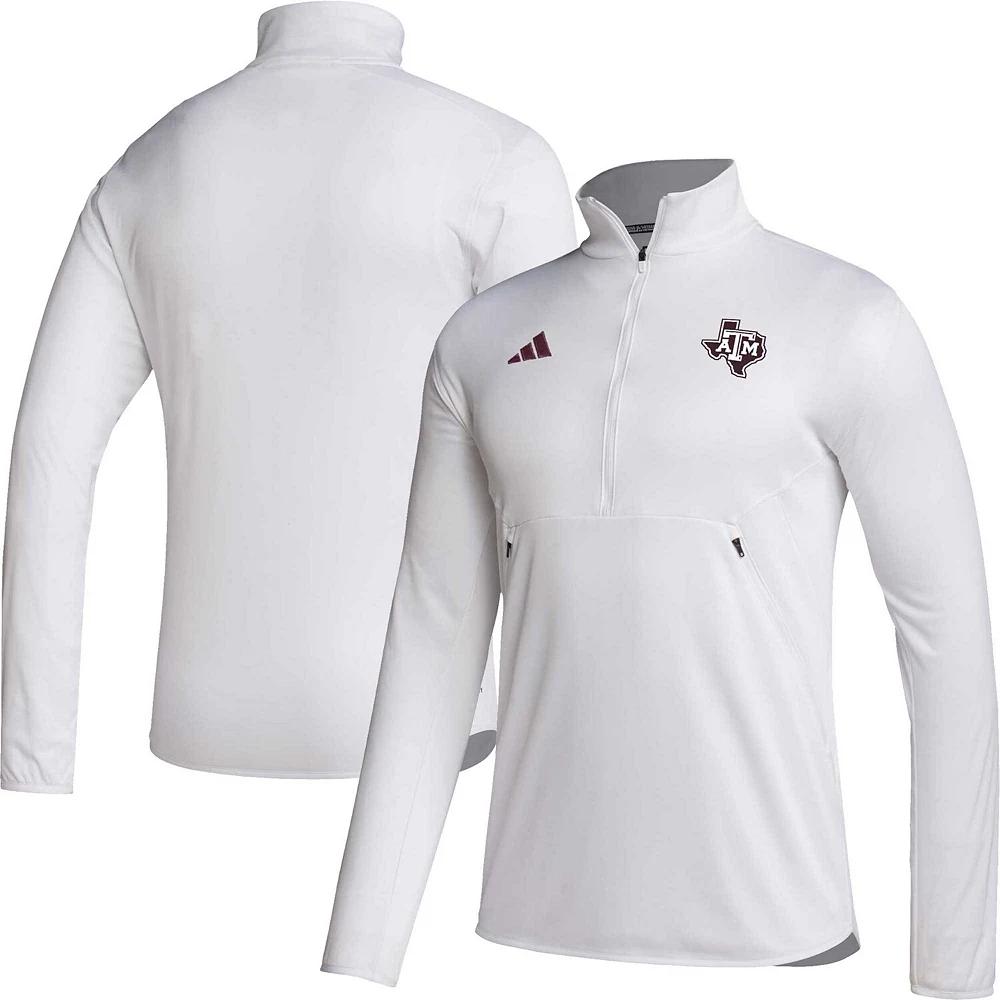 Men's adidas White Texas A&M Aggies 2023 Sideline AEROREADY Half-Zip Top, Size: 2XL Product Image