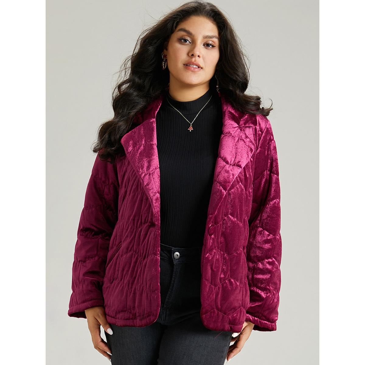 Plus Size Women Dailywear Plain Texture No stretch 18-20/2X Pocket Casual Quilted Jackets BloomChic Product Image