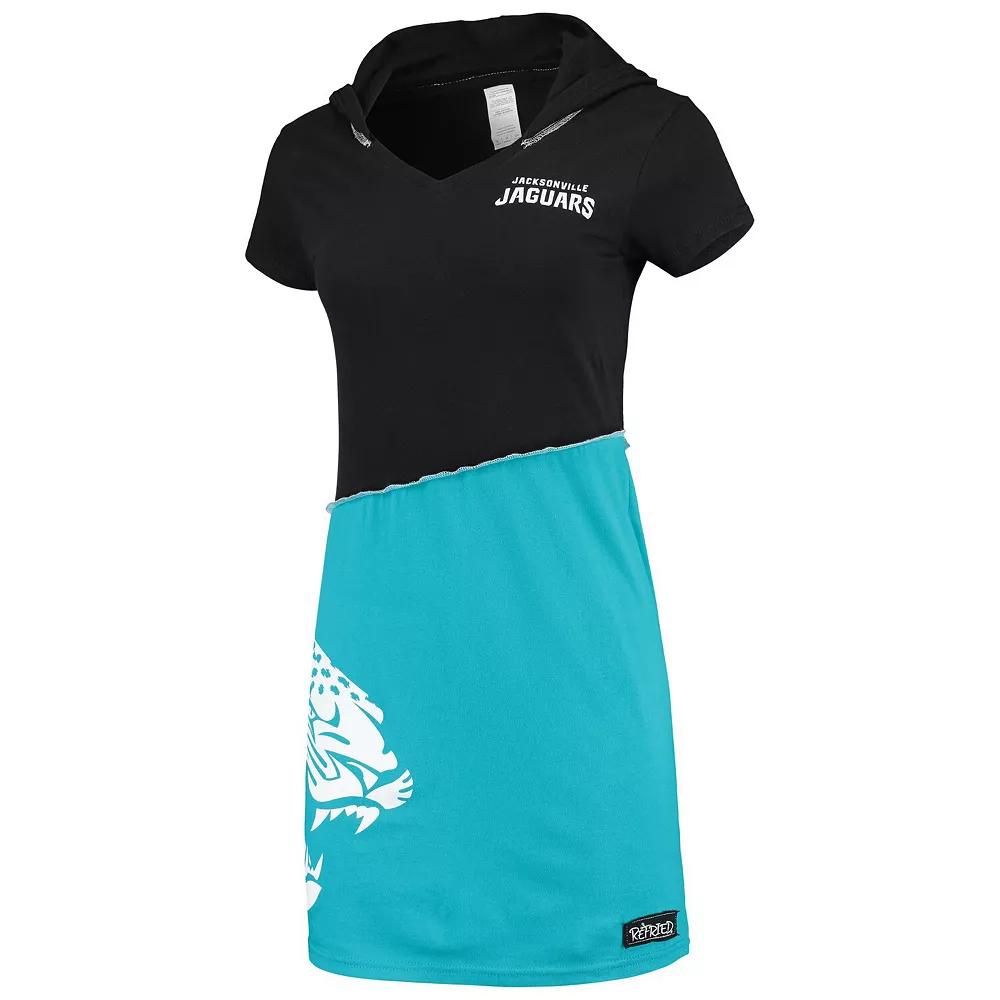 Women's Refried Apparel Black/Teal Jacksonville Jaguars Sustainable Hooded Mini Dress,  Product Image
