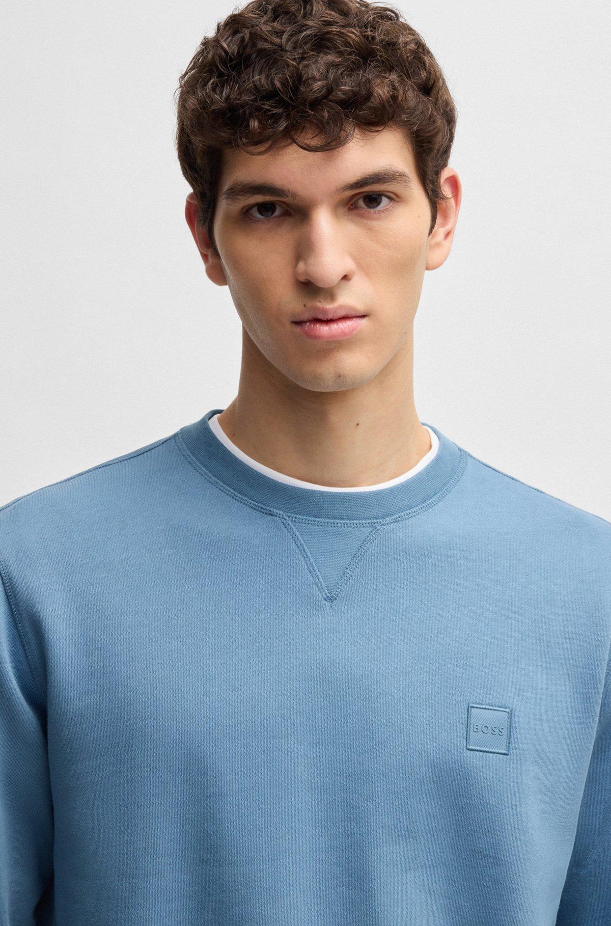 Cotton-terry regular-fit sweatshirt with logo patch Product Image