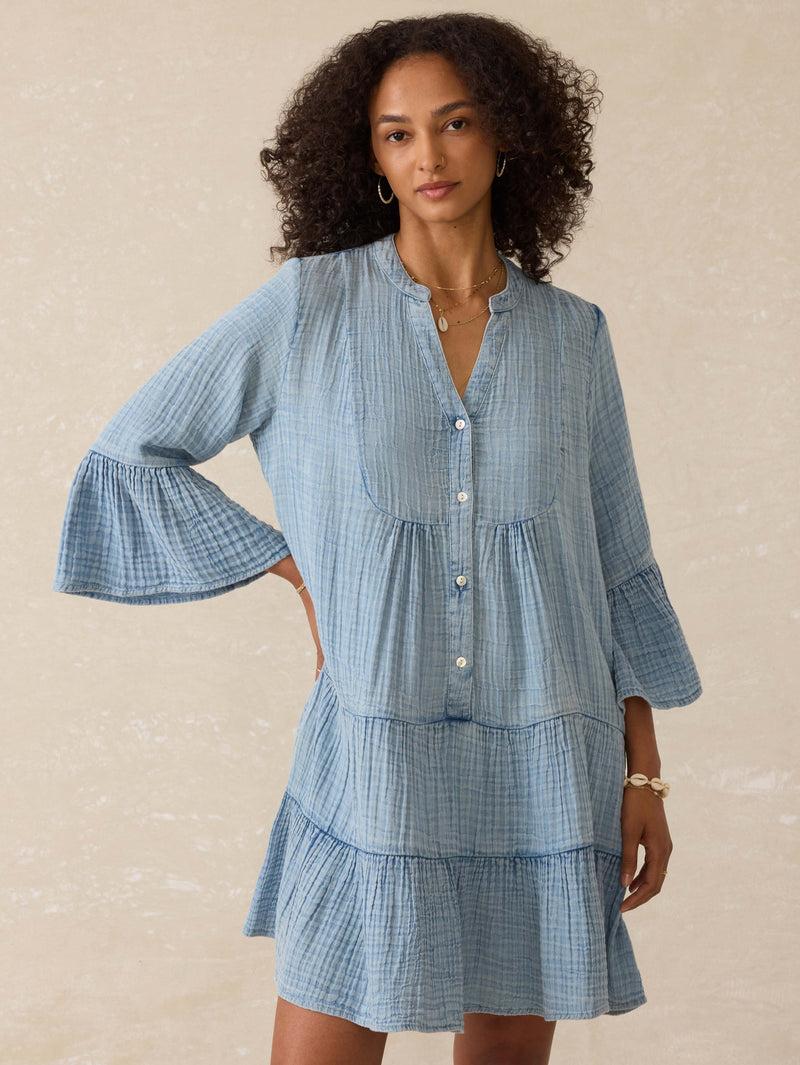 Dune Cotton Gauze Kasey Dress - Light Indigo Wash Product Image