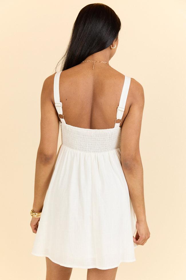 Rings A Bells White V-Neck Mini Dress FINAL SALE Product Image