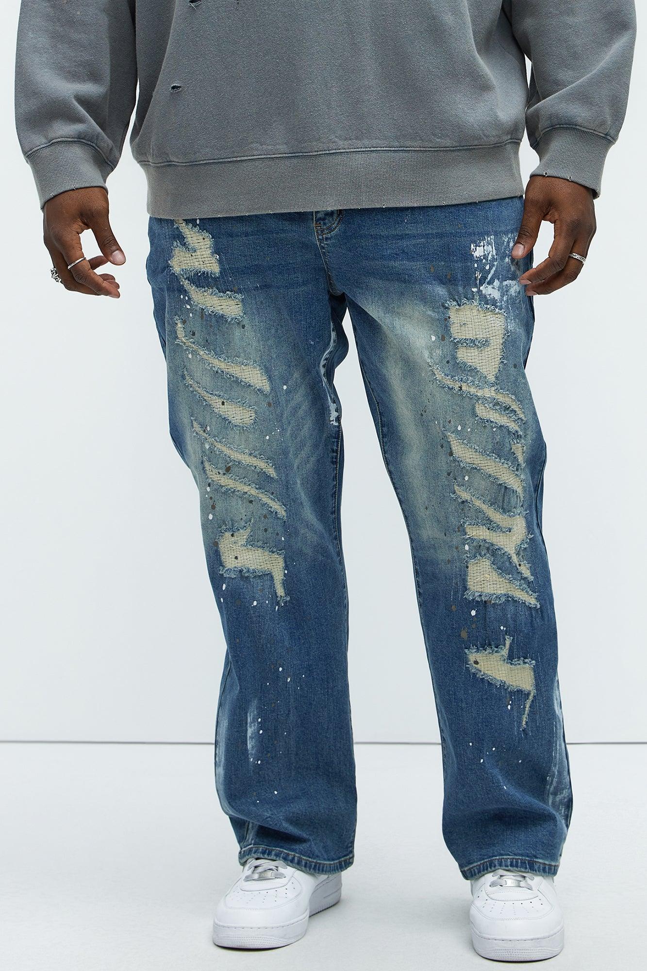 Douglas Repaired Straight Jeans - Medium Blue Wash Product Image