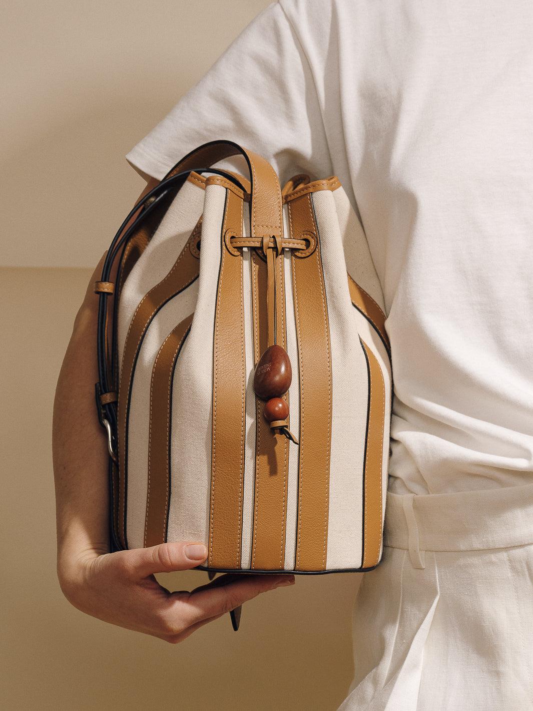 The Extra Large Drawstring in Striped Canvas Product Image