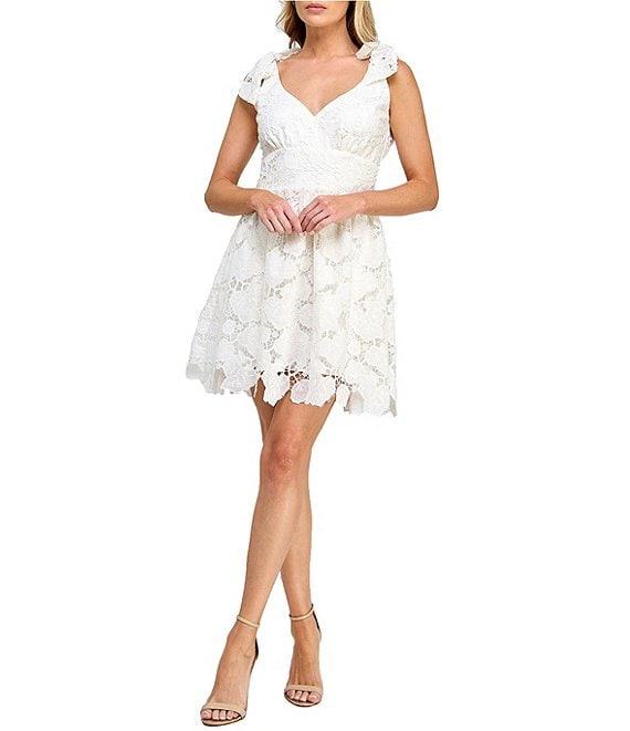 Layered With Love Lil Dixie Lace V-Neck Sleeveless Tie Shoulder Mini Dress Product Image