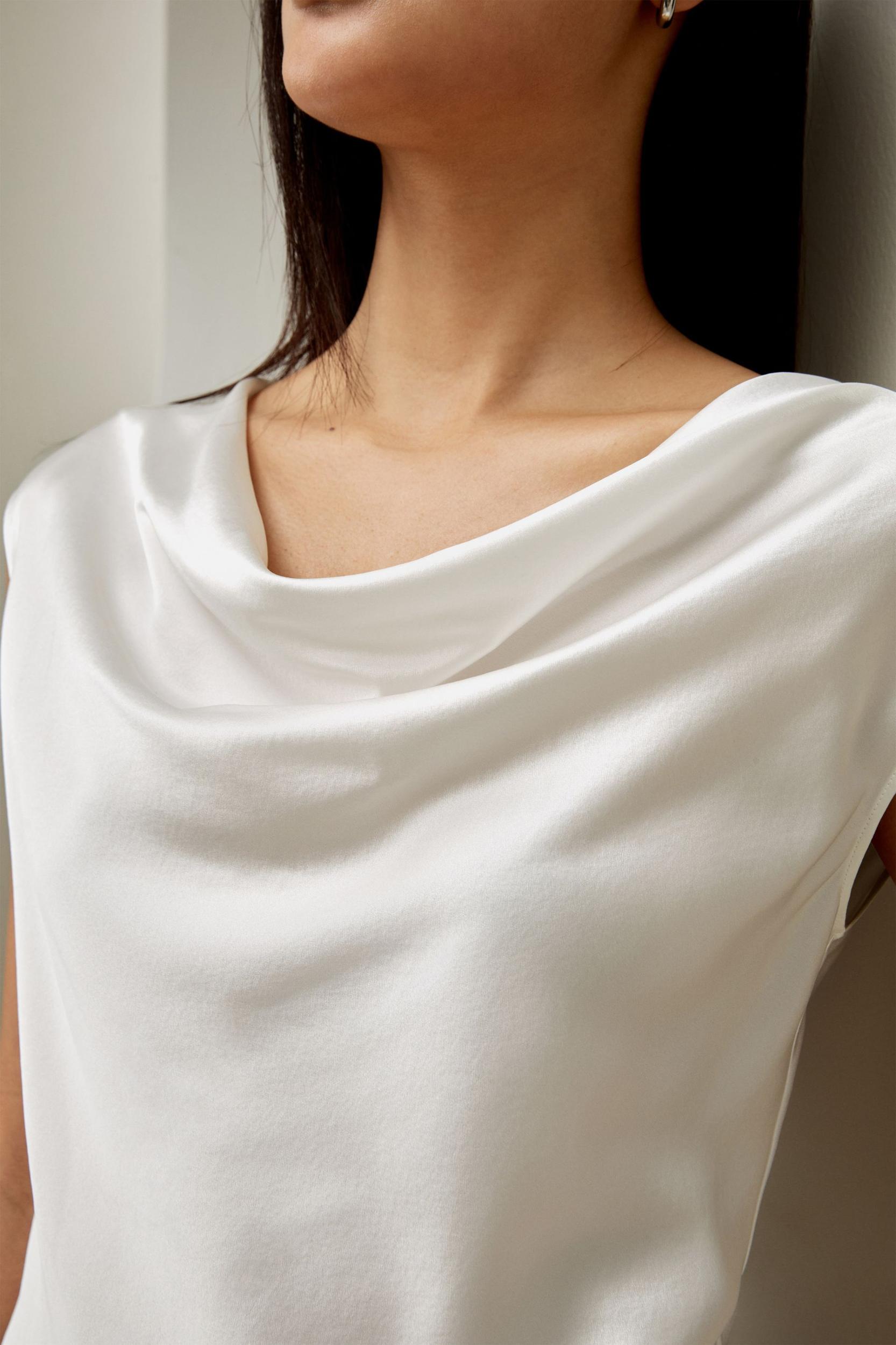 Silk Charmeuse Cowl Neck Top Product Image