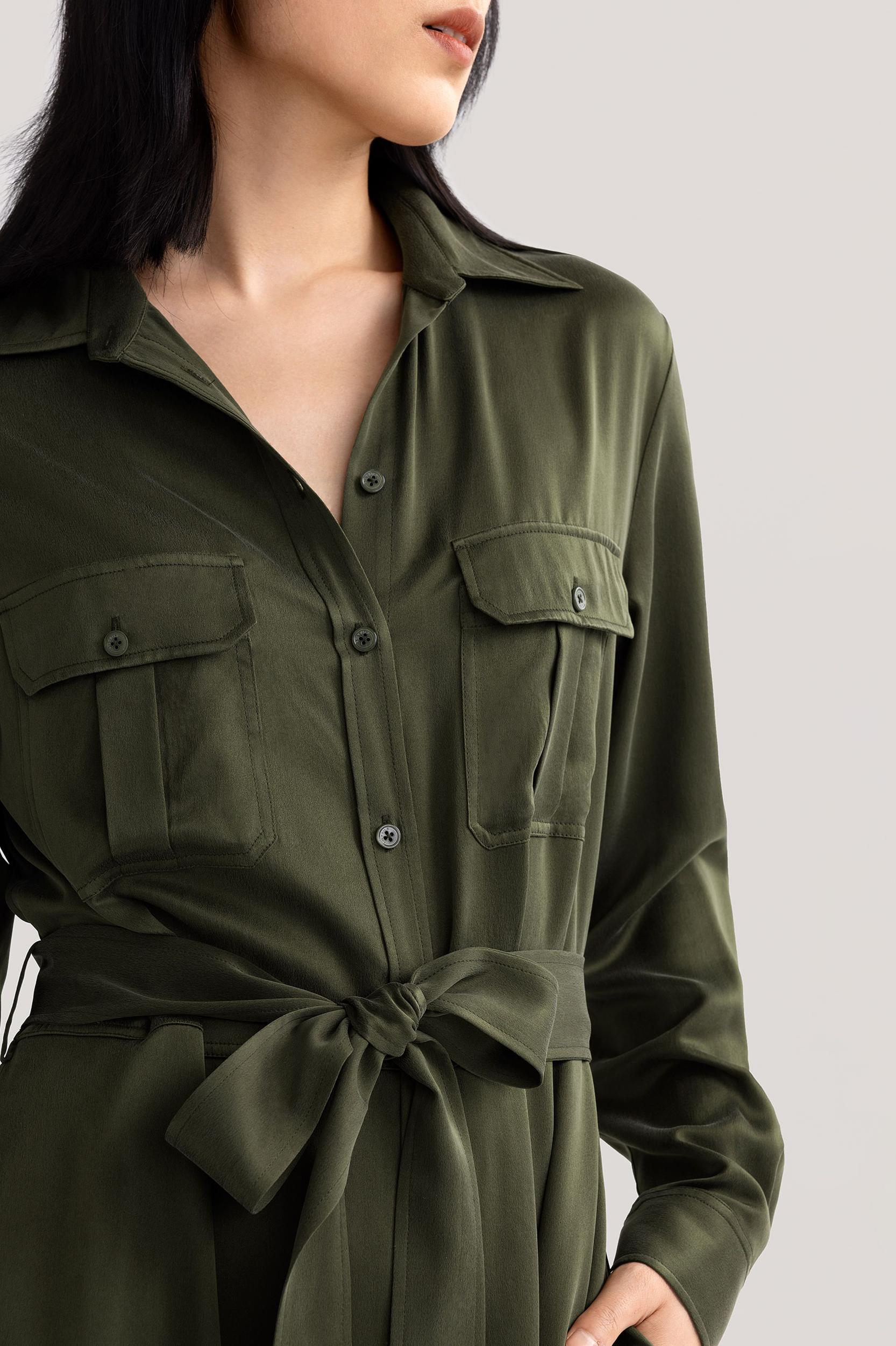 Sand-washed Pocket Trench Dress Product Image