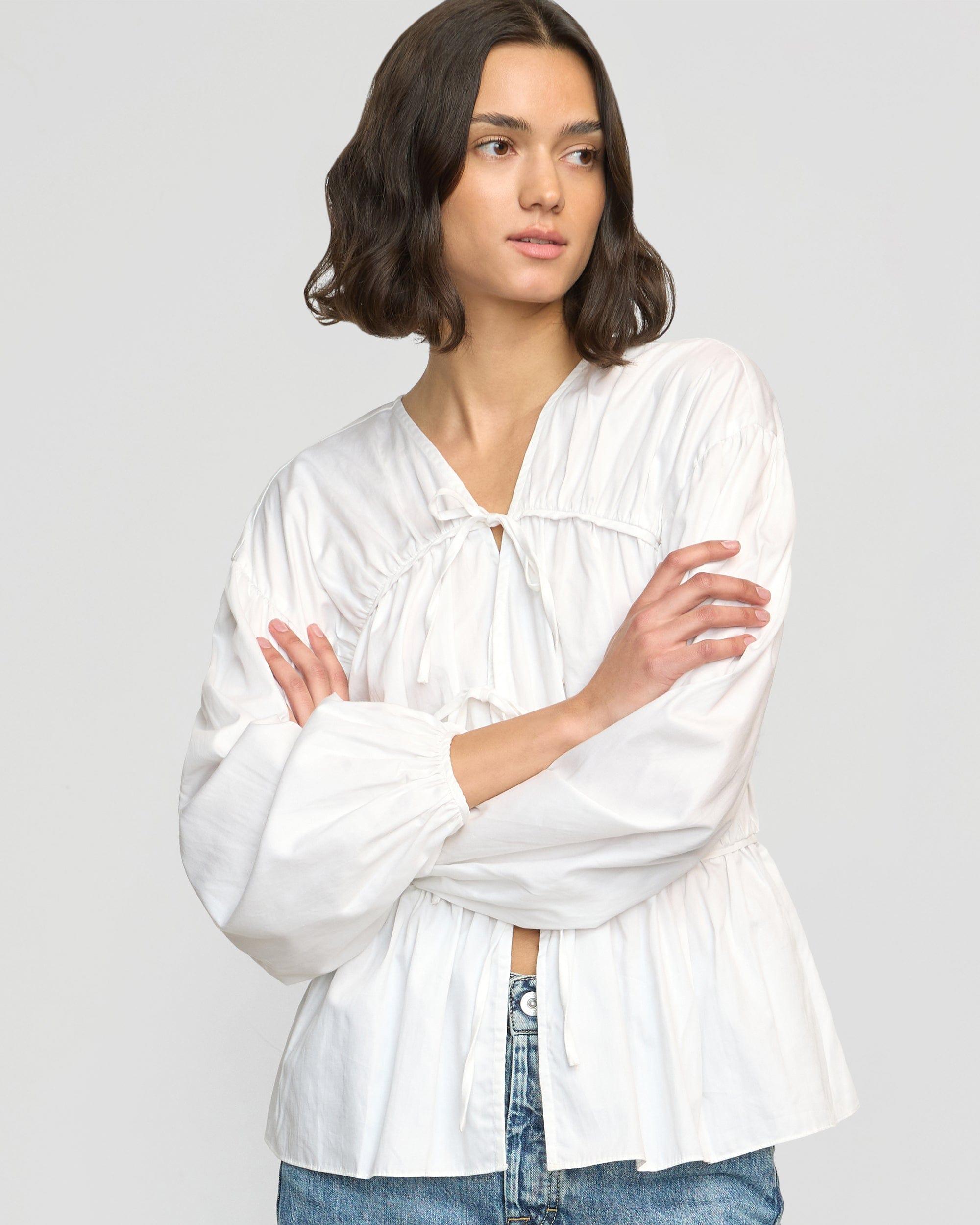 Hira Tie-Front Organic Cotton Blouse Product Image