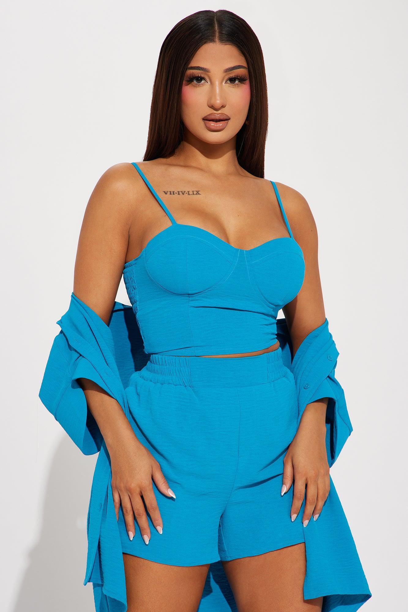 Meadow 3 Piece Short Set - Turquoise Product Image