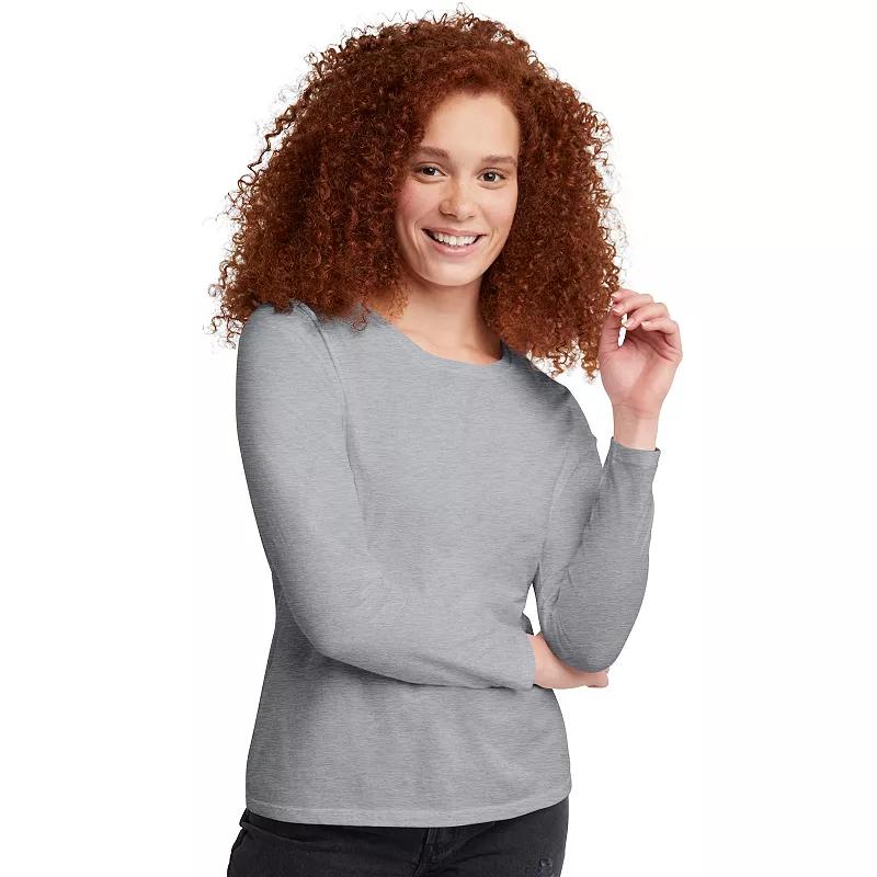 Women's Hanes® Originals Long Sleeve Crewneck Tee,  Product Image