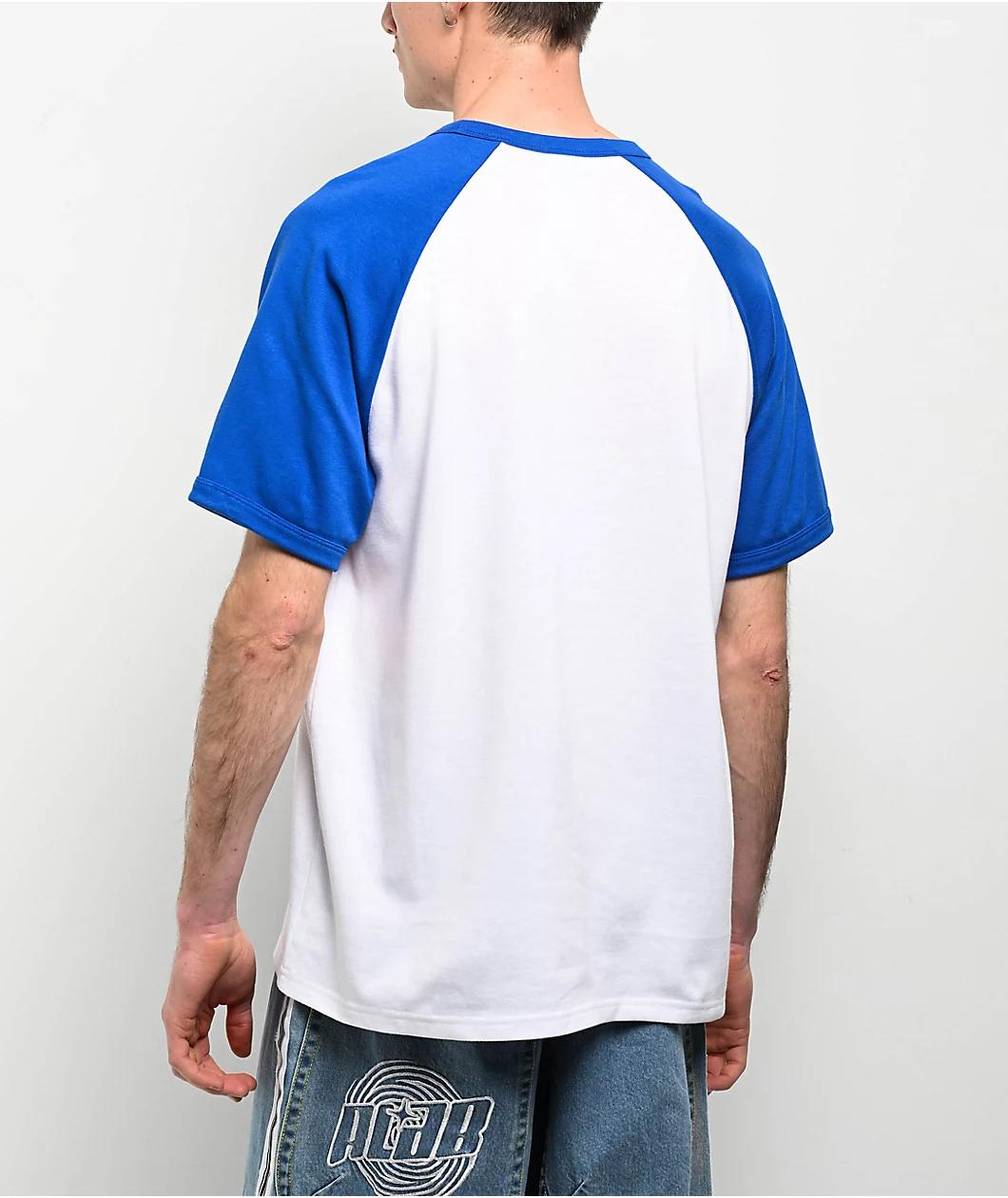 A.LAB Pixel White & Blue Raglan T-Shirt Product Image